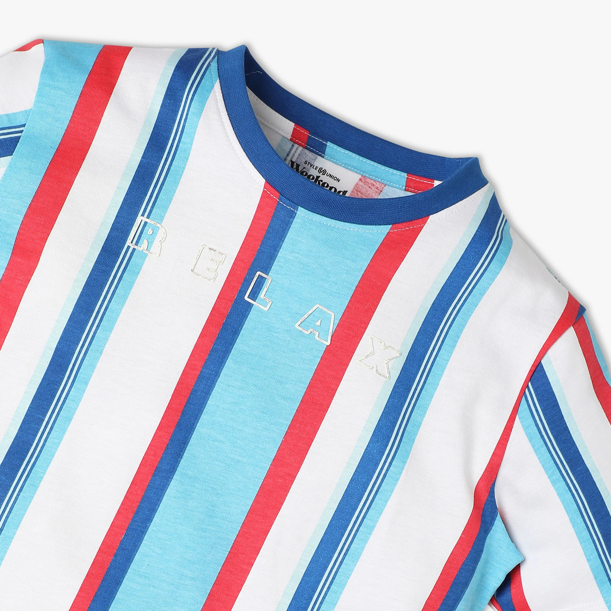 Boys Striped Crew Neck Weekend T-Shirt - Image 3