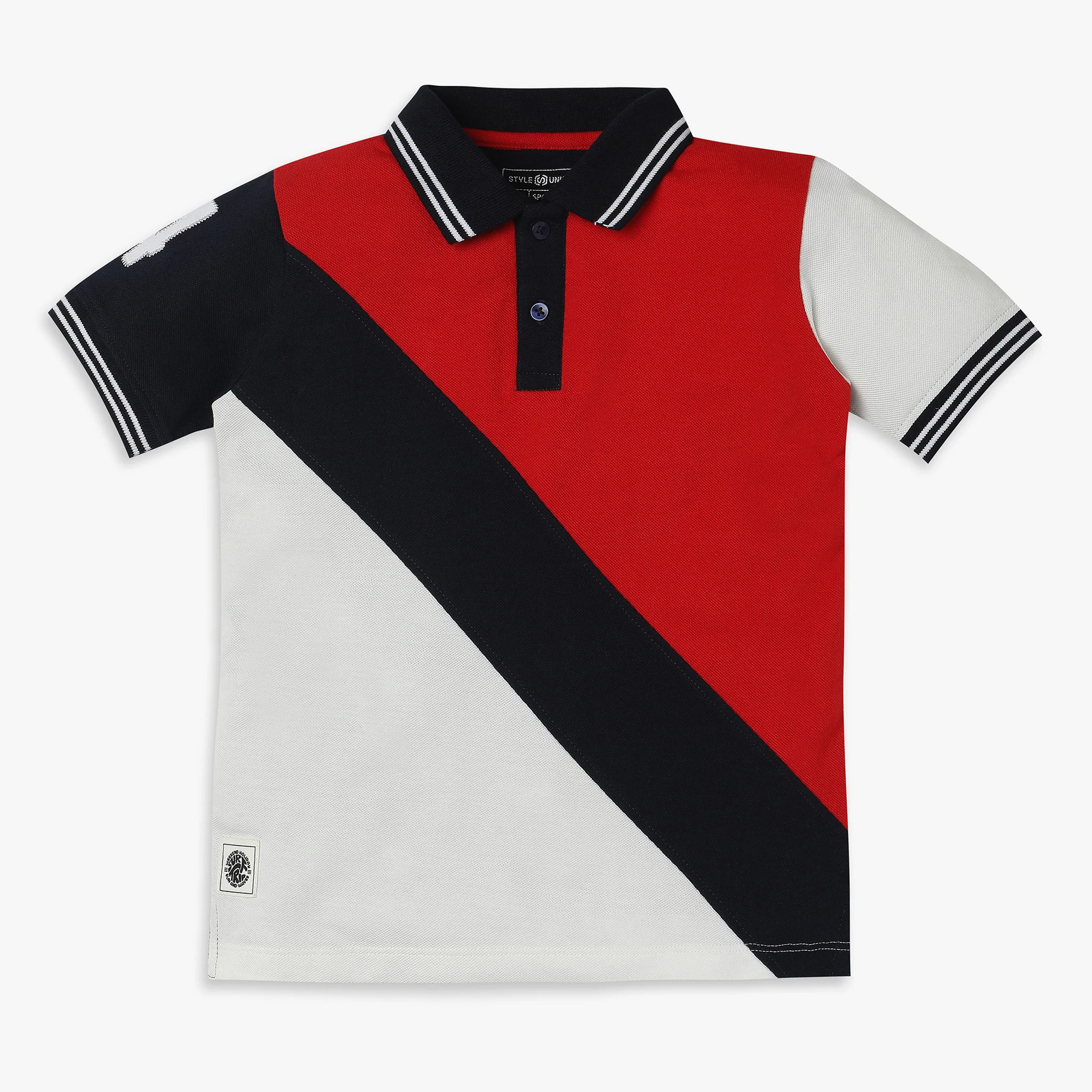 Boys Regular Fit Cut And Sew Polo T-Shirt