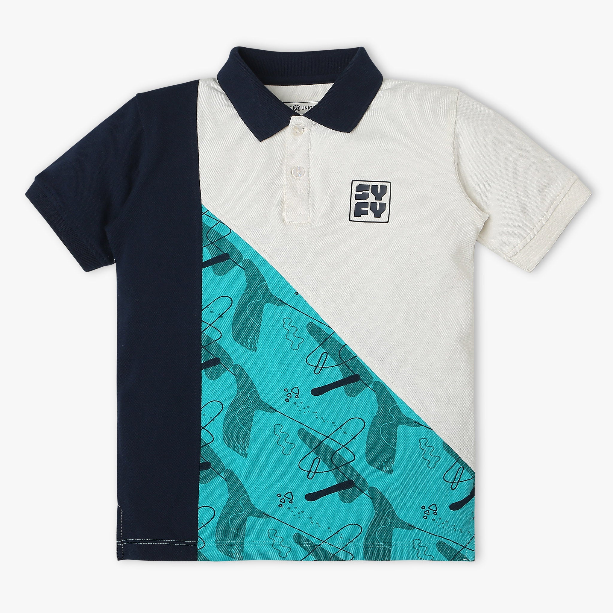 Boys Regular Fit Cut And Sew Polo T-Shirt