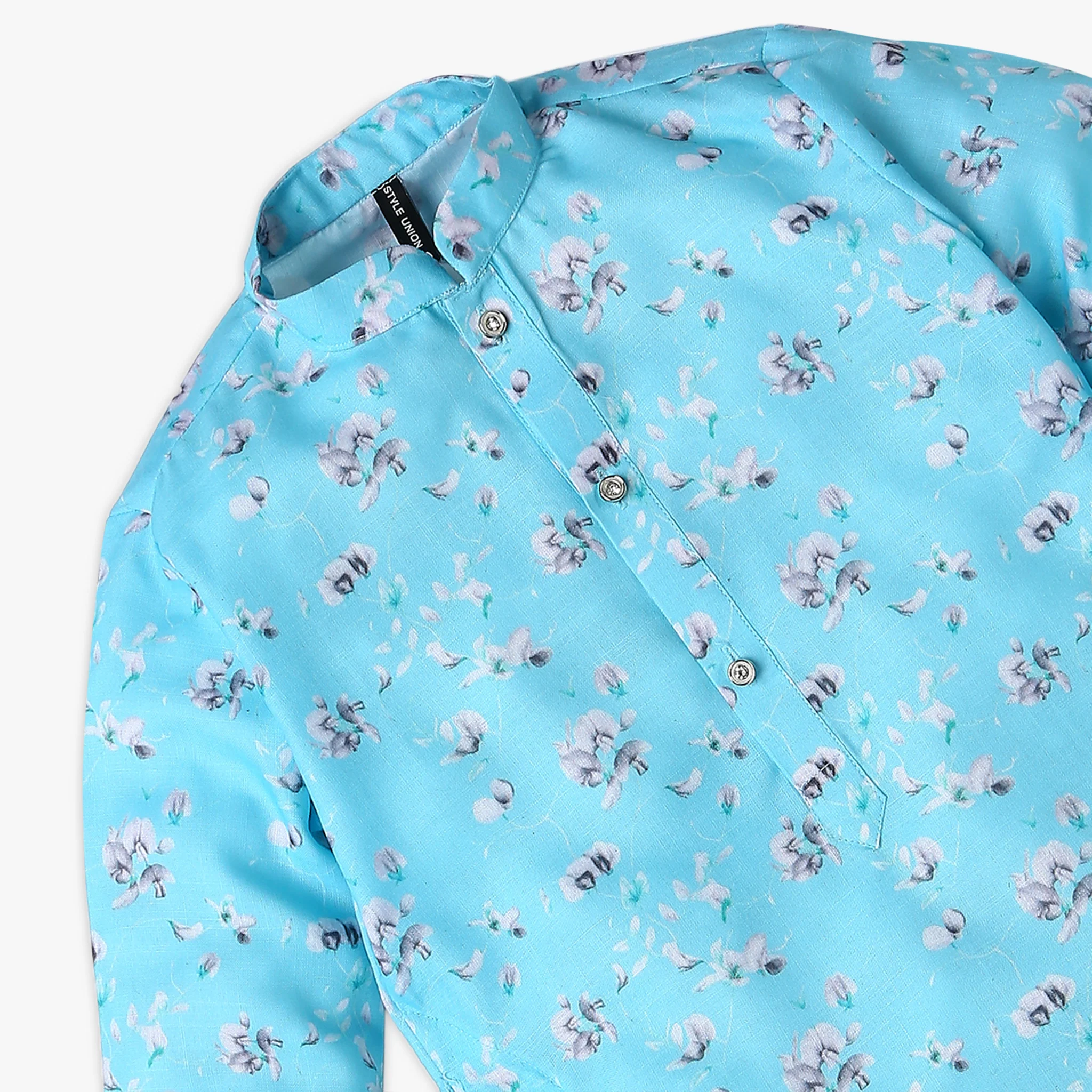 Boy's Regular Fit Printed Kurta With Pant Set - Image 4