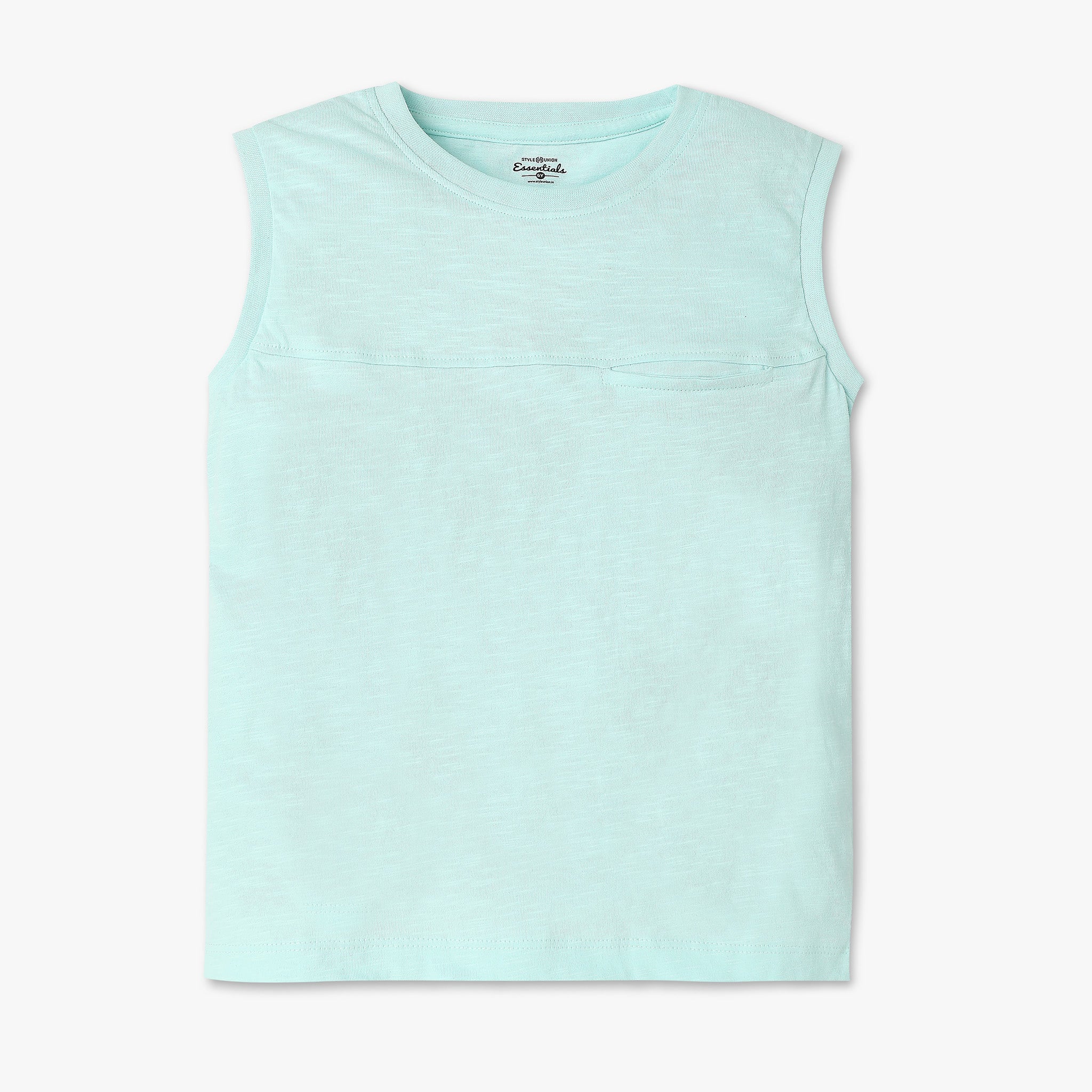 Boys Solid Crew Neck Sleevless Core T-Shirt