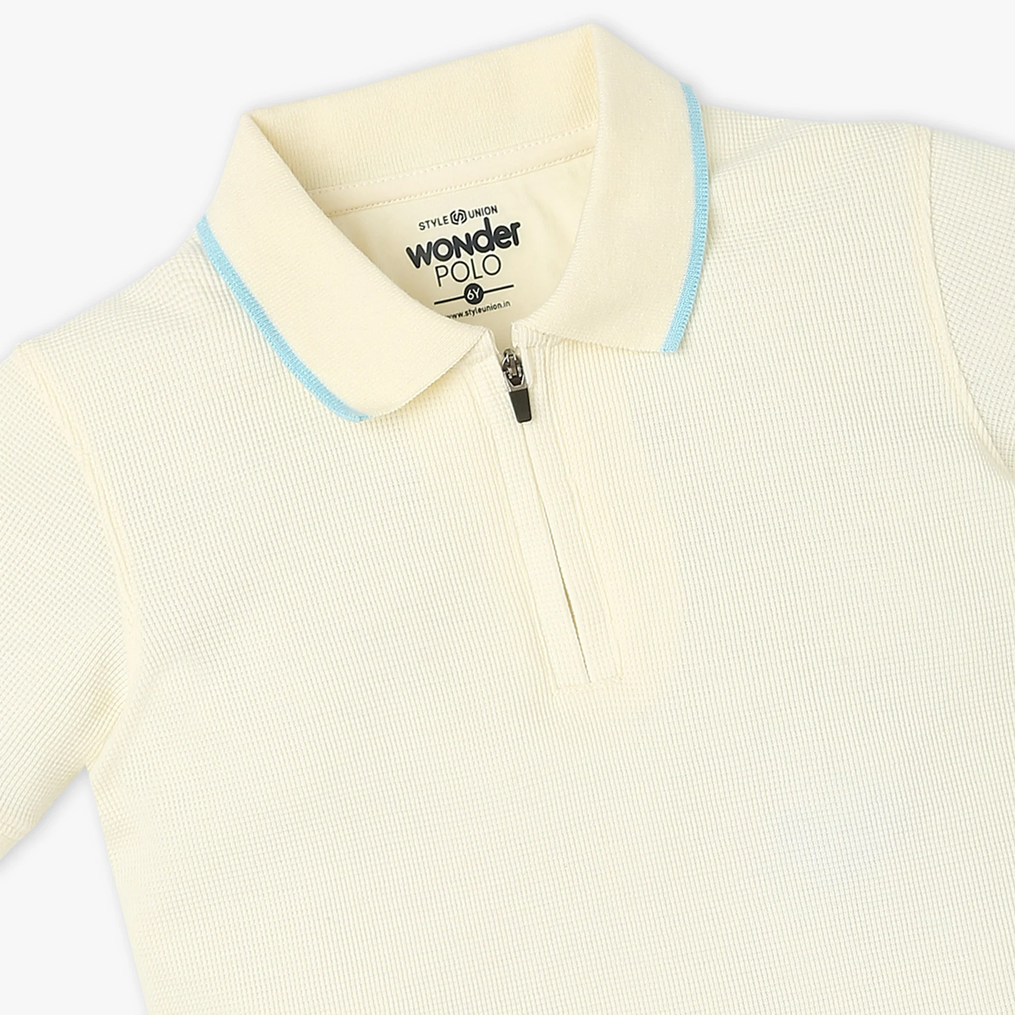 Boys Polo Neck Solid Wonder Reverse Coil With Zipper Polo T-Shirt - Image 3