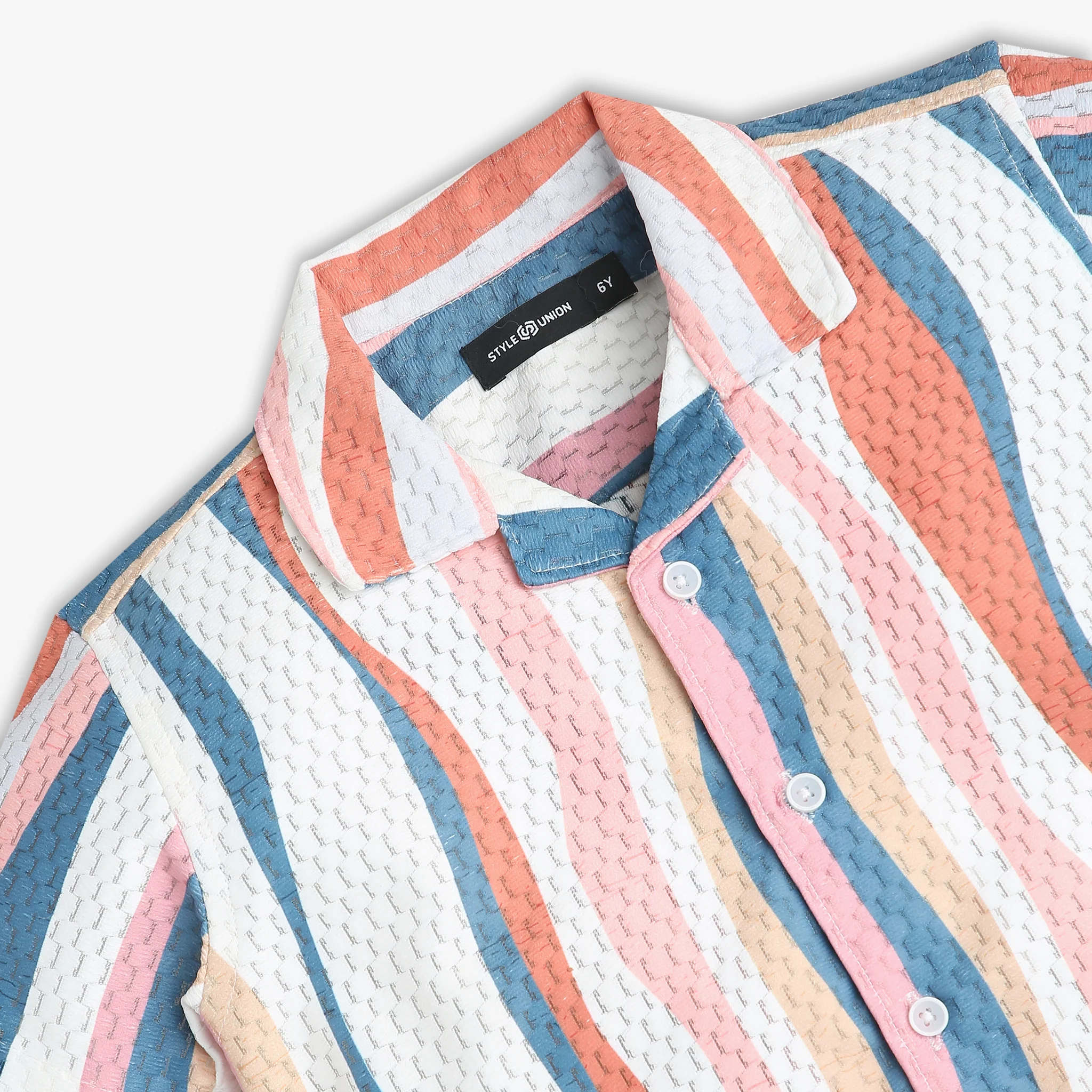 Boys Camp Collar Striped Shirt - Image 3