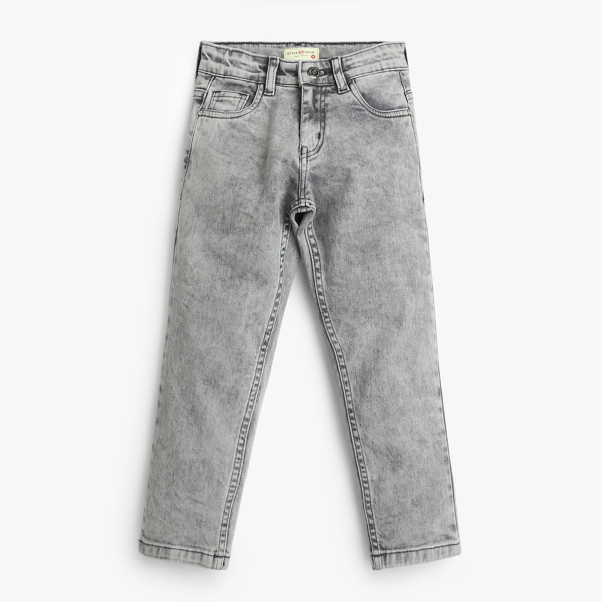 Boys Slim Fit Full Length Heavily Ball Washed Jeans - Image 4