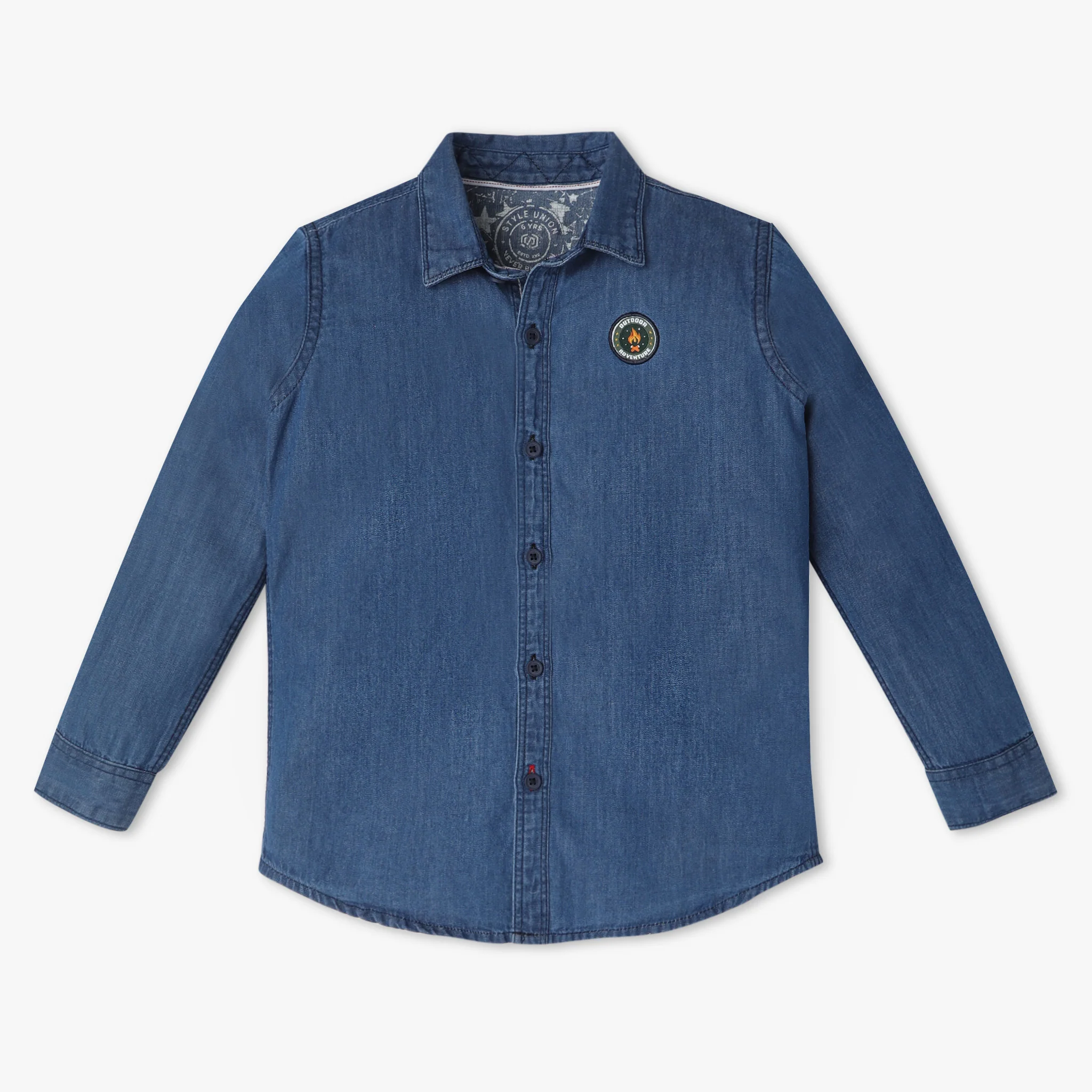 Boys Full Sleeve Shirt Collar Relaxed Fit Solid Shirt - Image 4