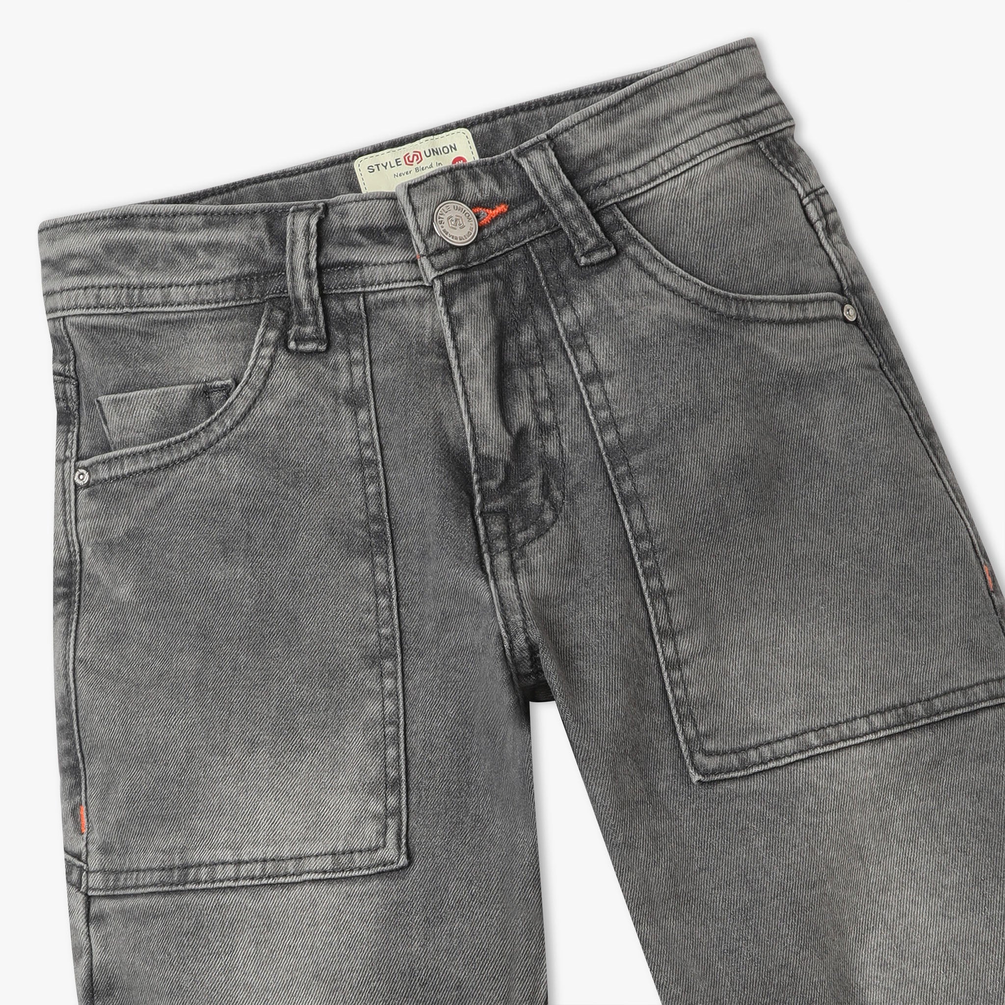 Boys Straight Fit Cut And Sew Full Length Cargo Jeans - Image 3