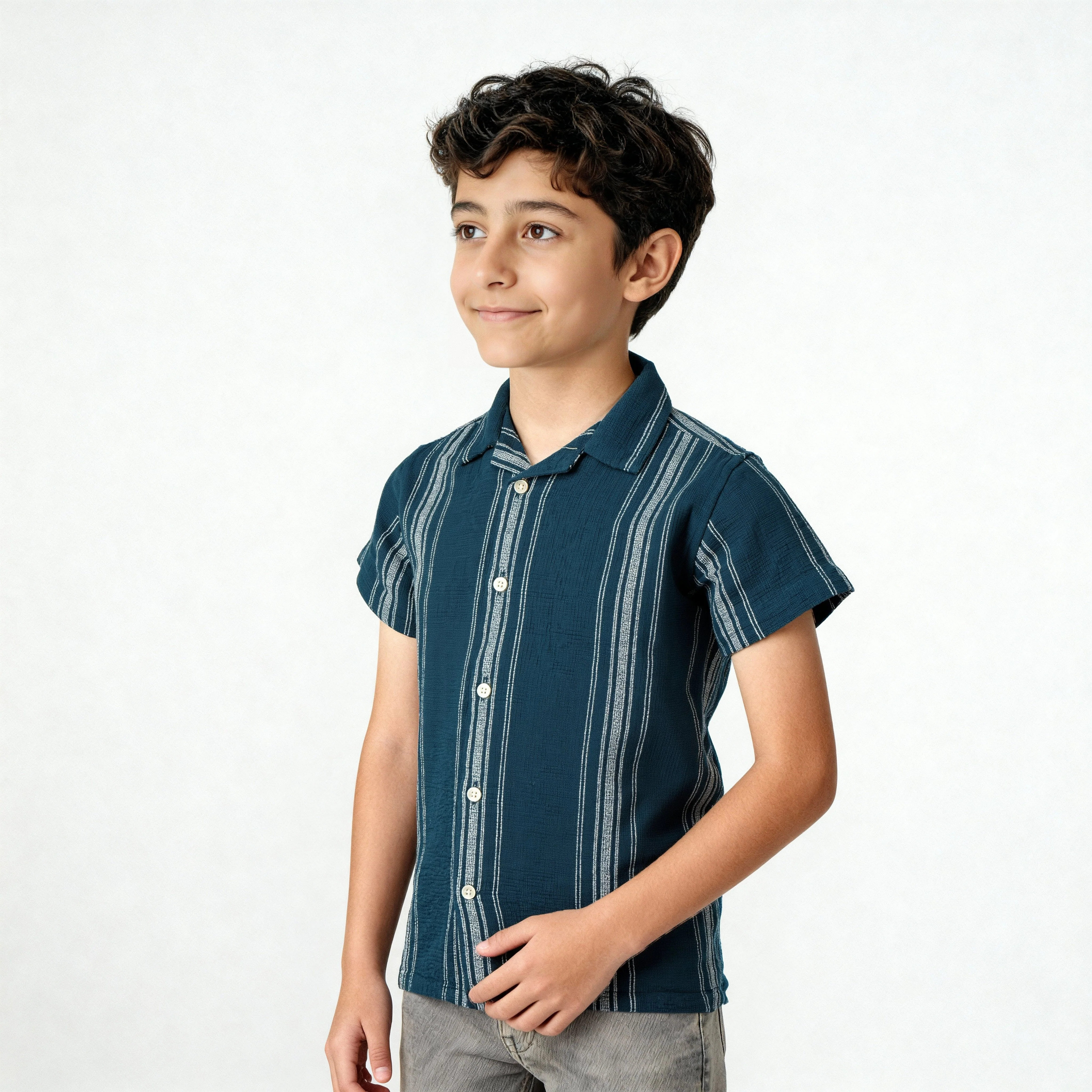 Boys Striped Cuban Shirt - Image 5