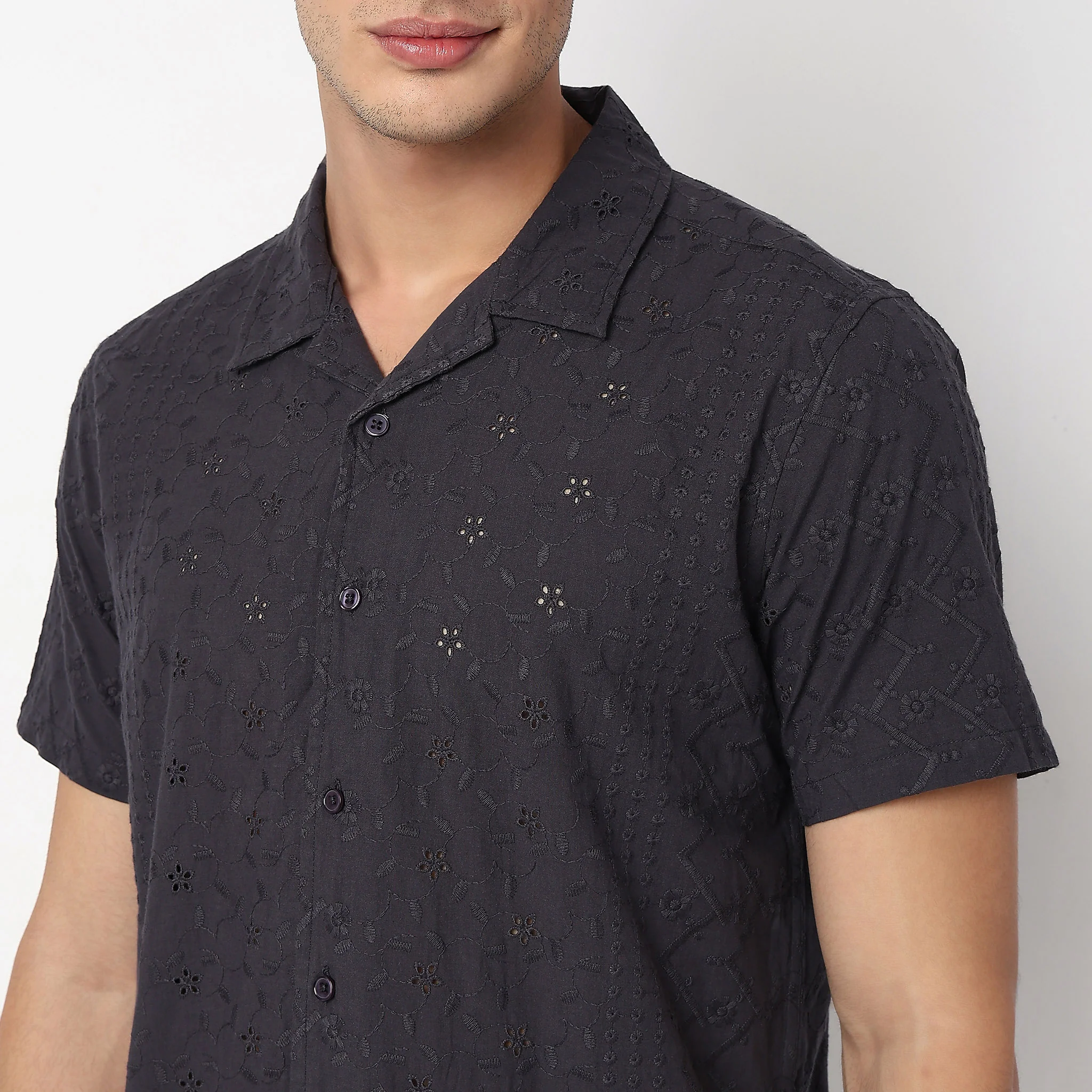 Cotton Cuban Schiffli Shirt - Image 4