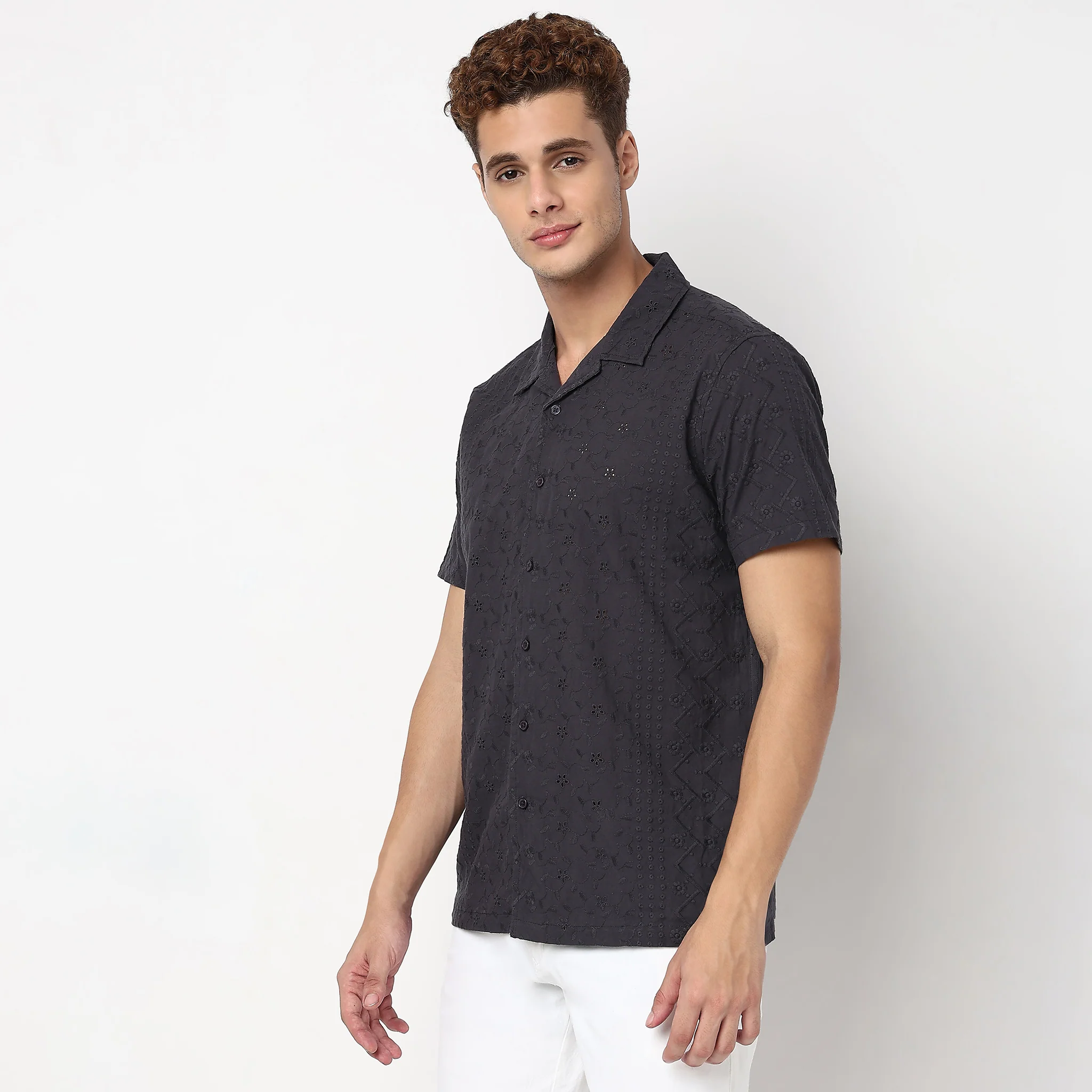 Cotton Cuban Schiffli Shirt - Image 5