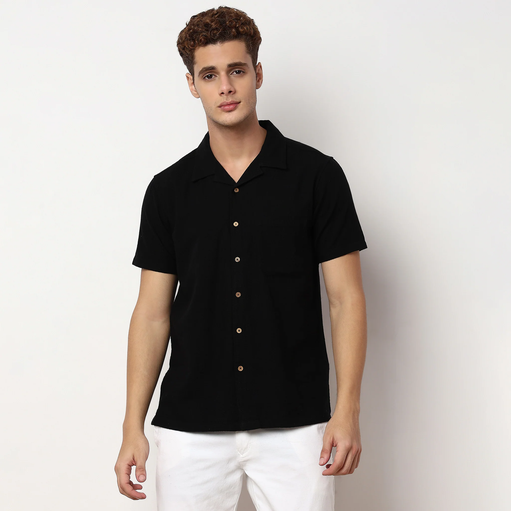Cotton Cuban Solid Shirt - Image 2