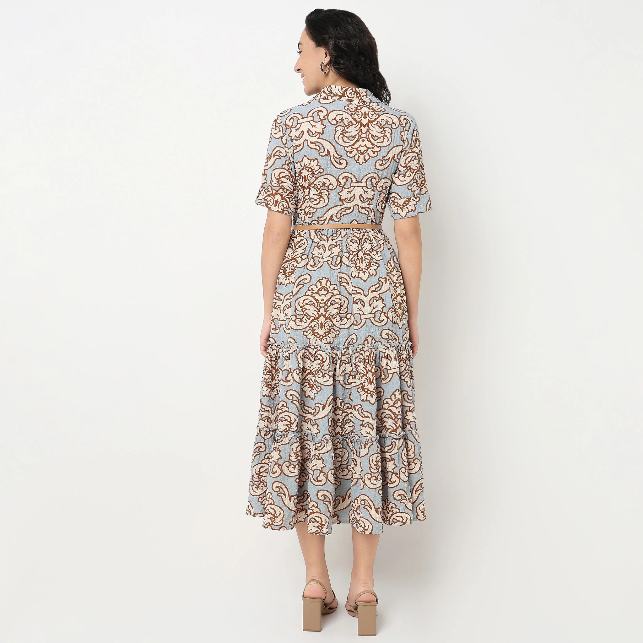 Camp Collar Tiered Floral Dress - Image 3
