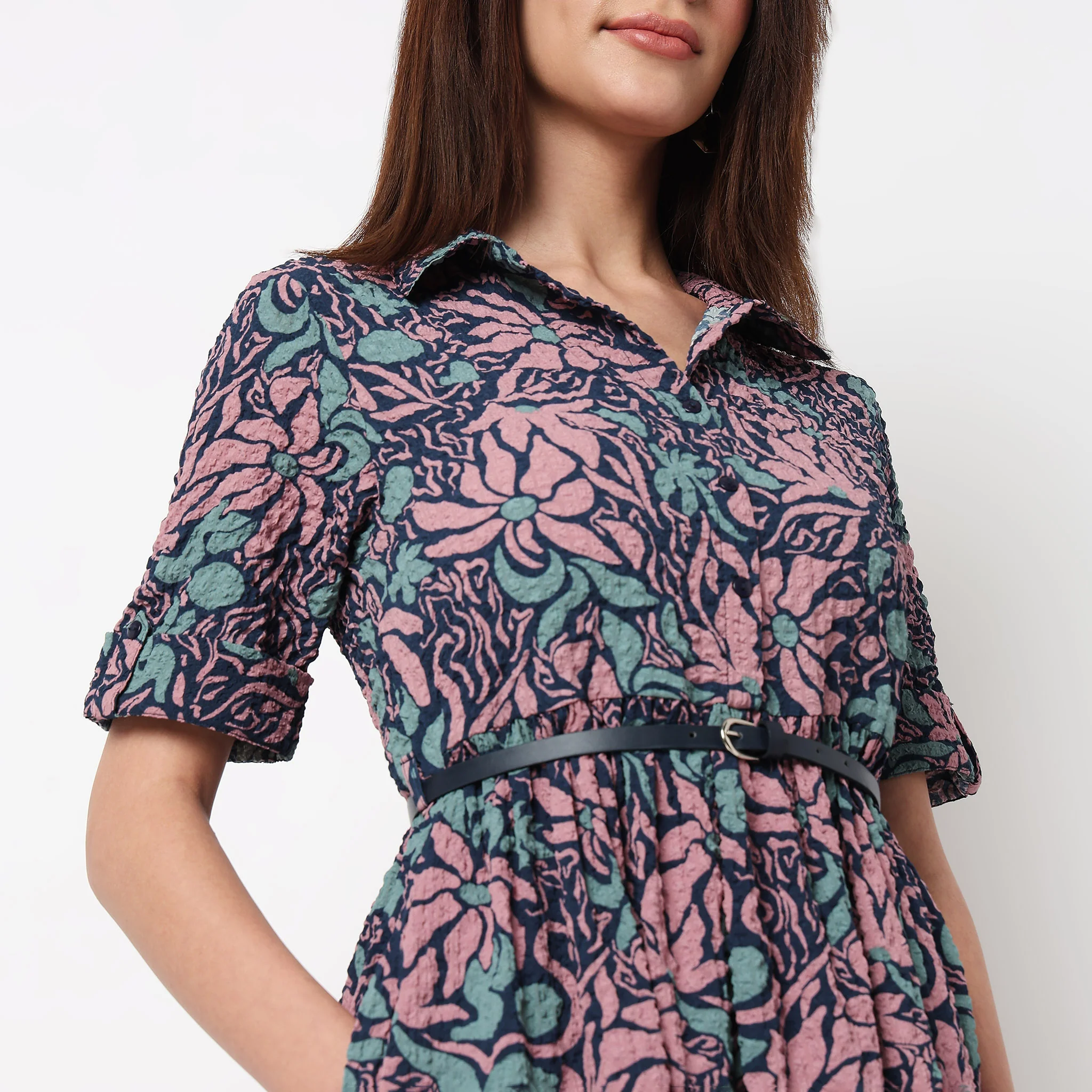 Camp Collar Tiered Shirt Dress - Image 4