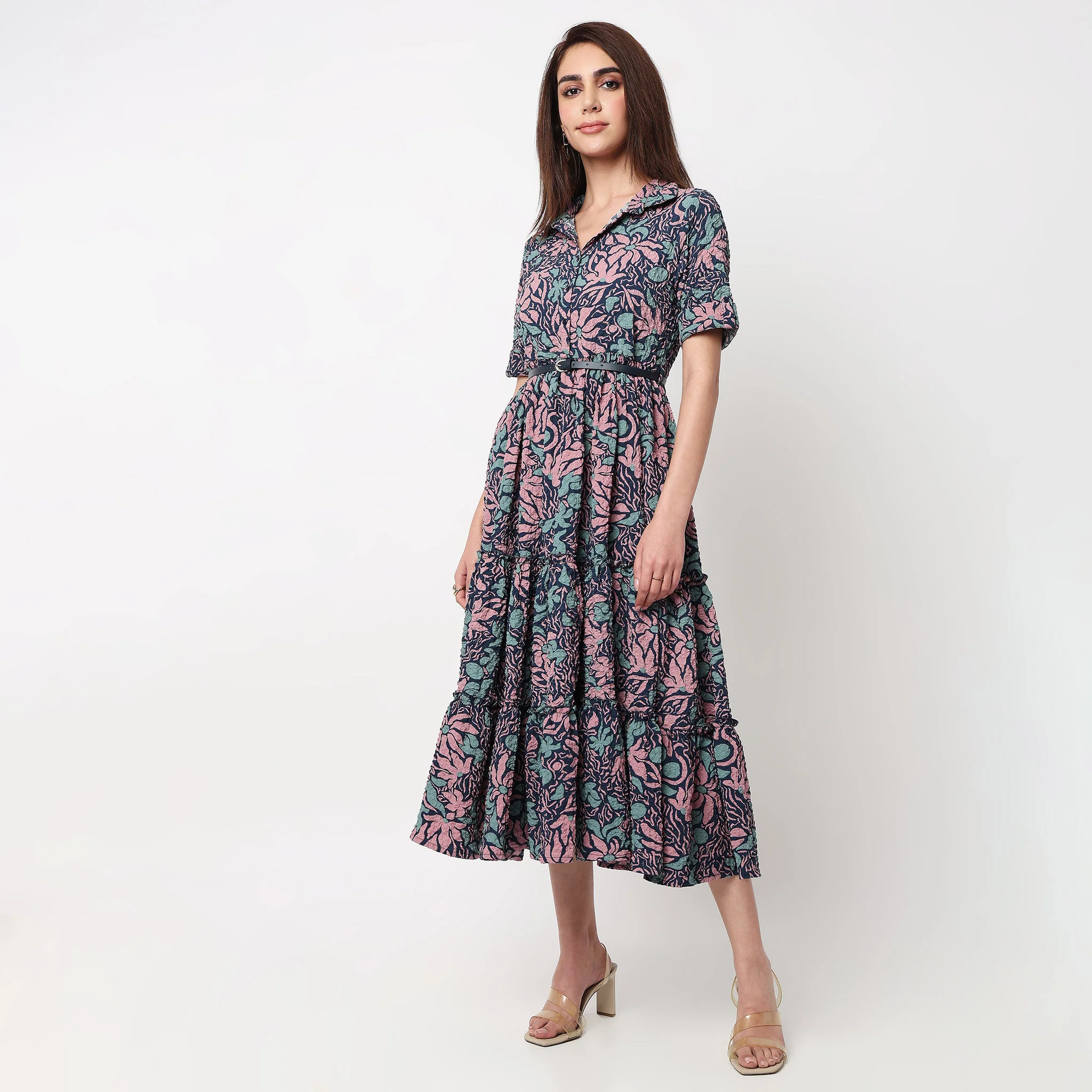 Camp Collar Tiered Shirt Dress - Image 5