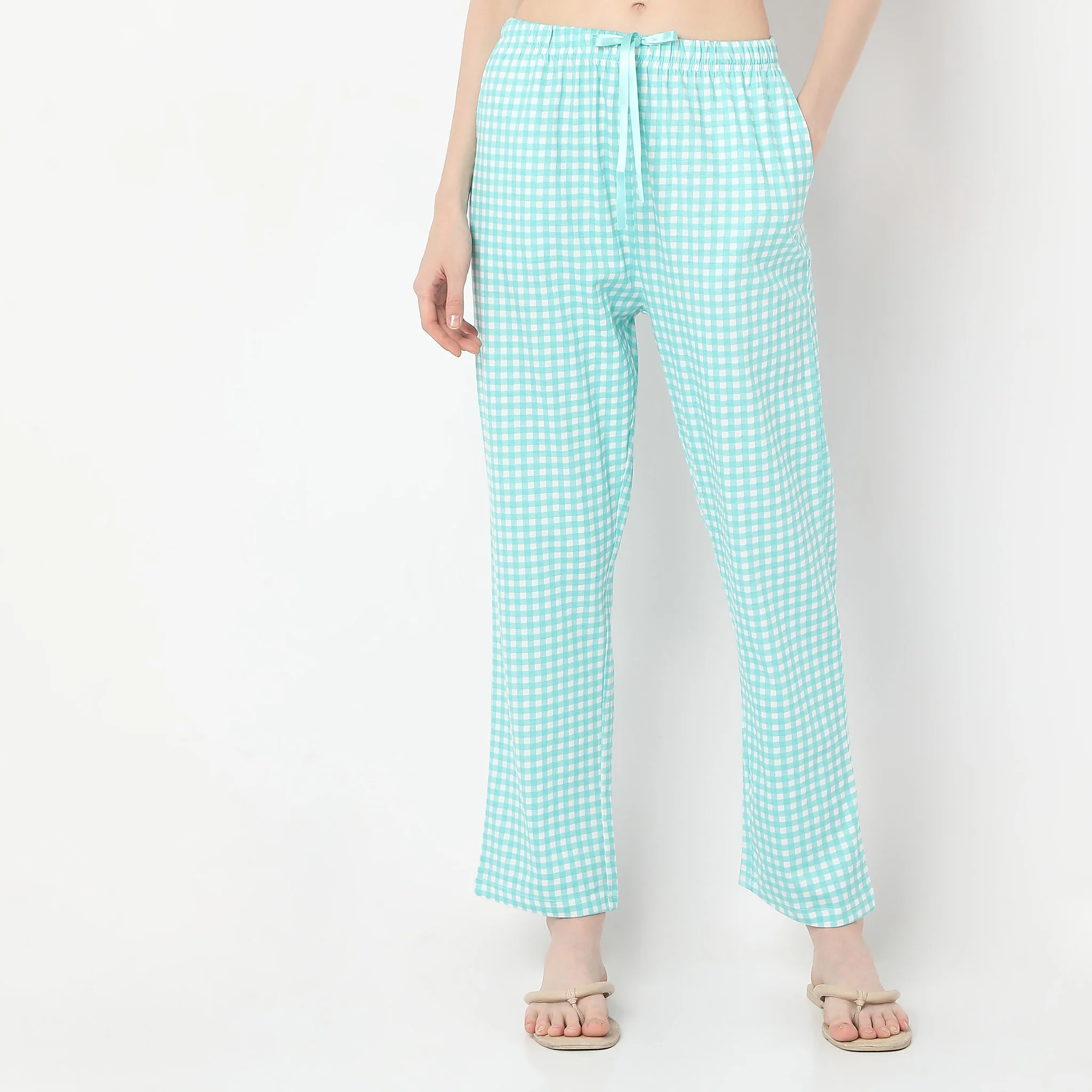 Checkered Ankle Length Core Lounge Pyjamas - Image 2