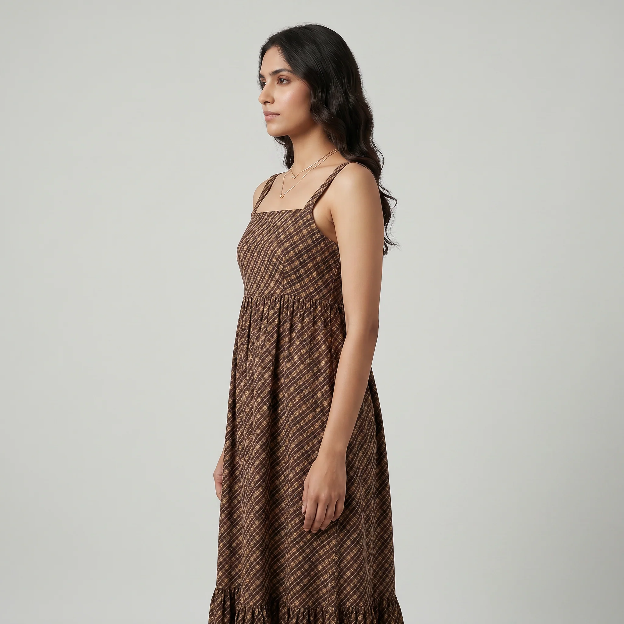 Checkered Flared Dress - Image 2
