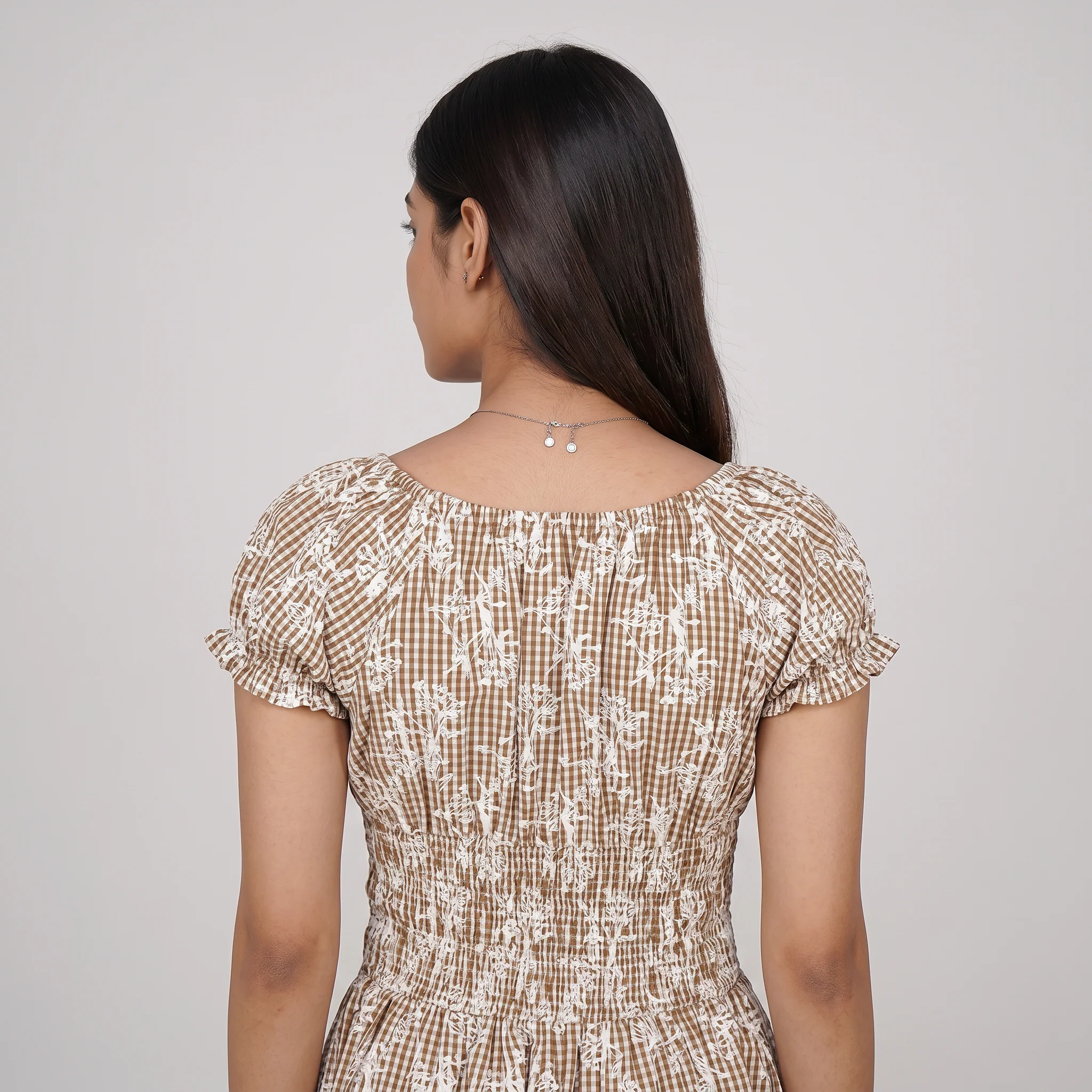 Checkered Flared Dress - Image 3
