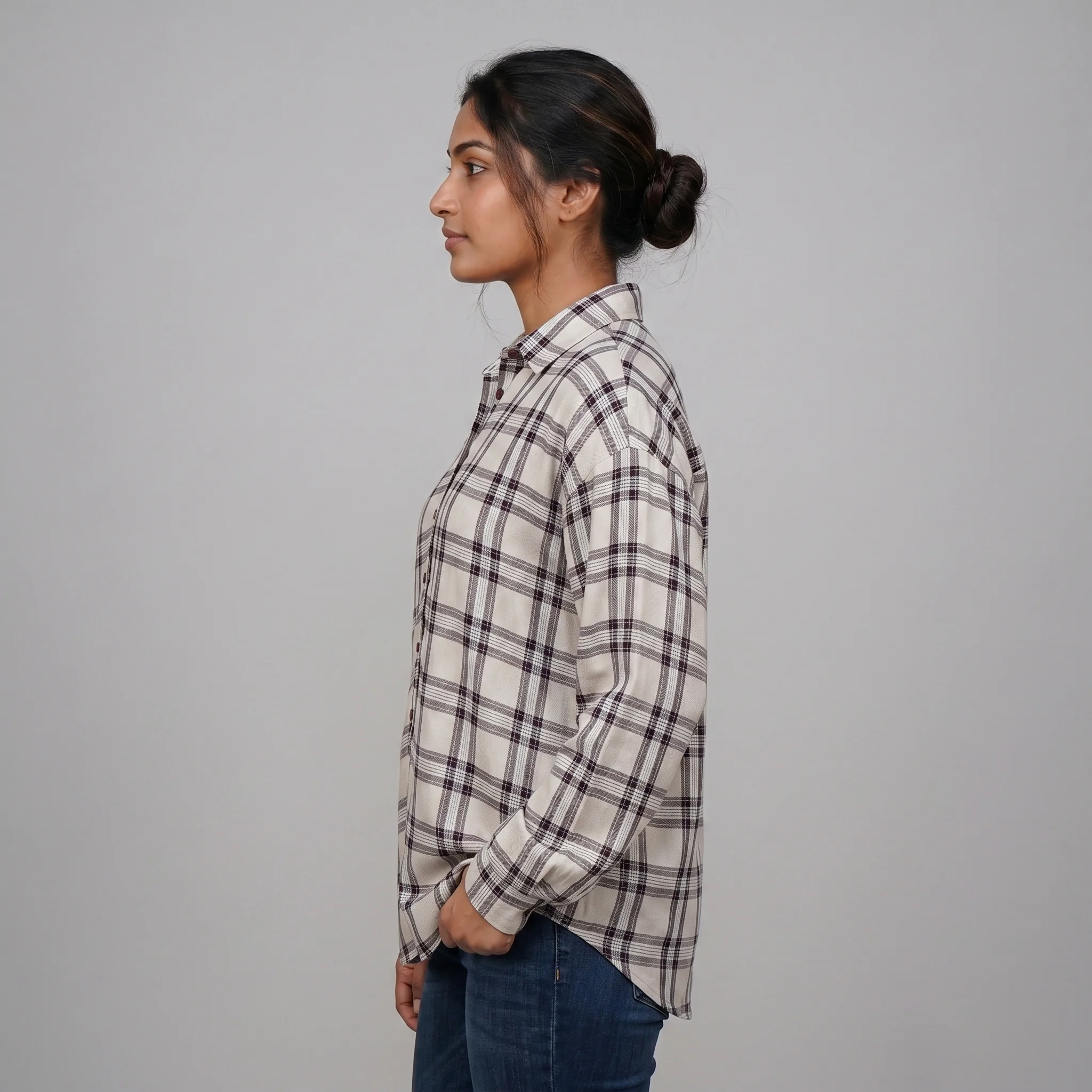Checkered Longline Oversized Shirt - Image 2
