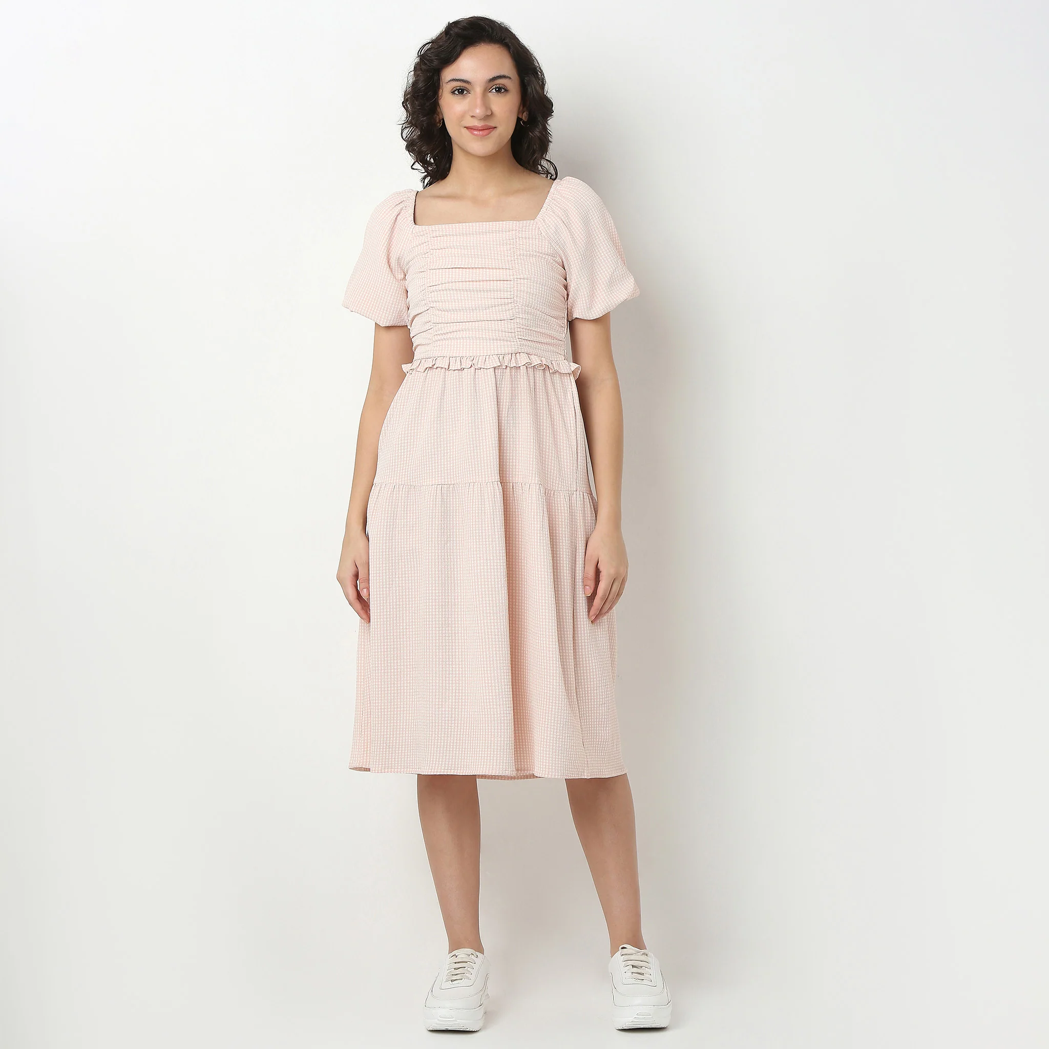Checkered Knee Length Dress - Image 2