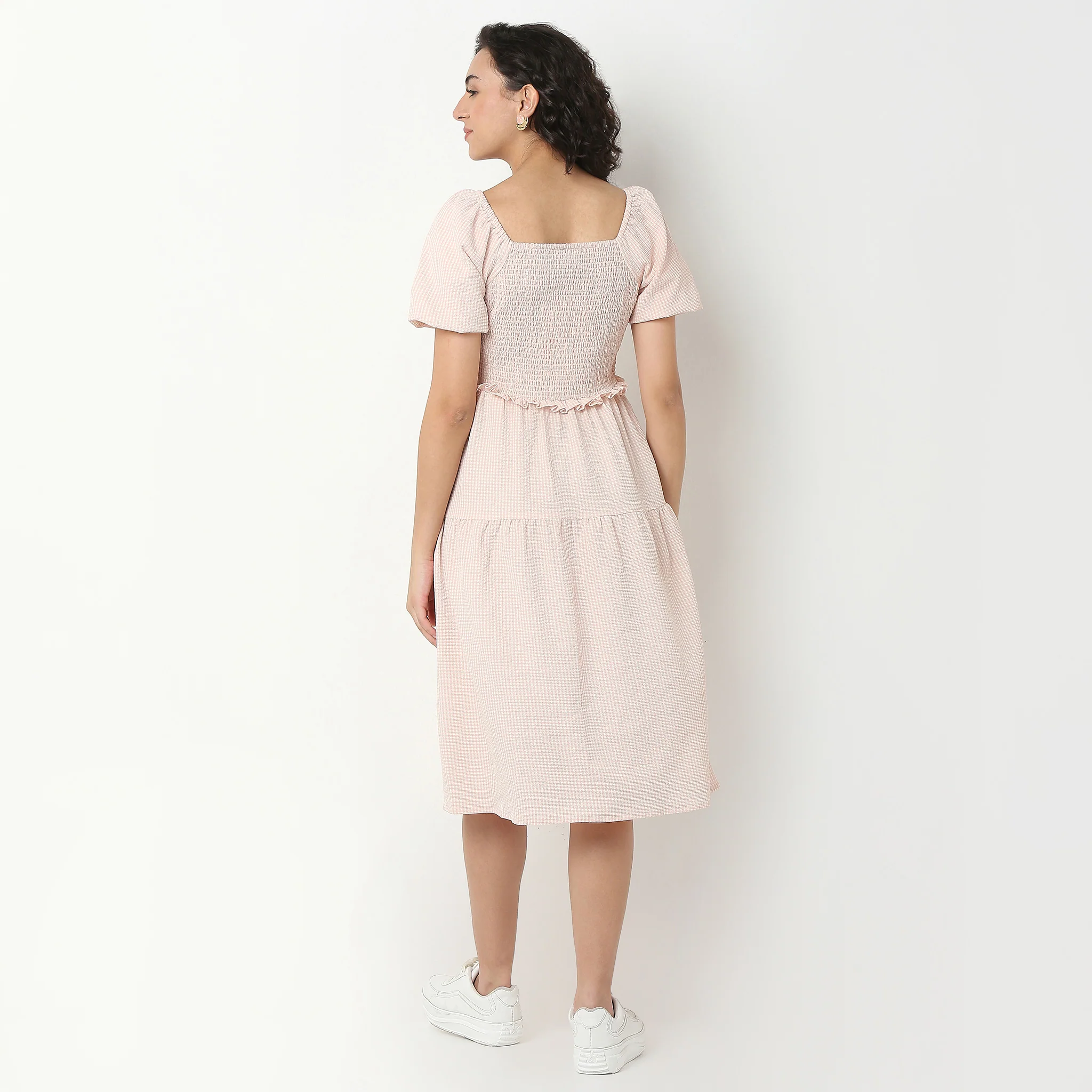 Checkered Knee Length Dress - Image 3