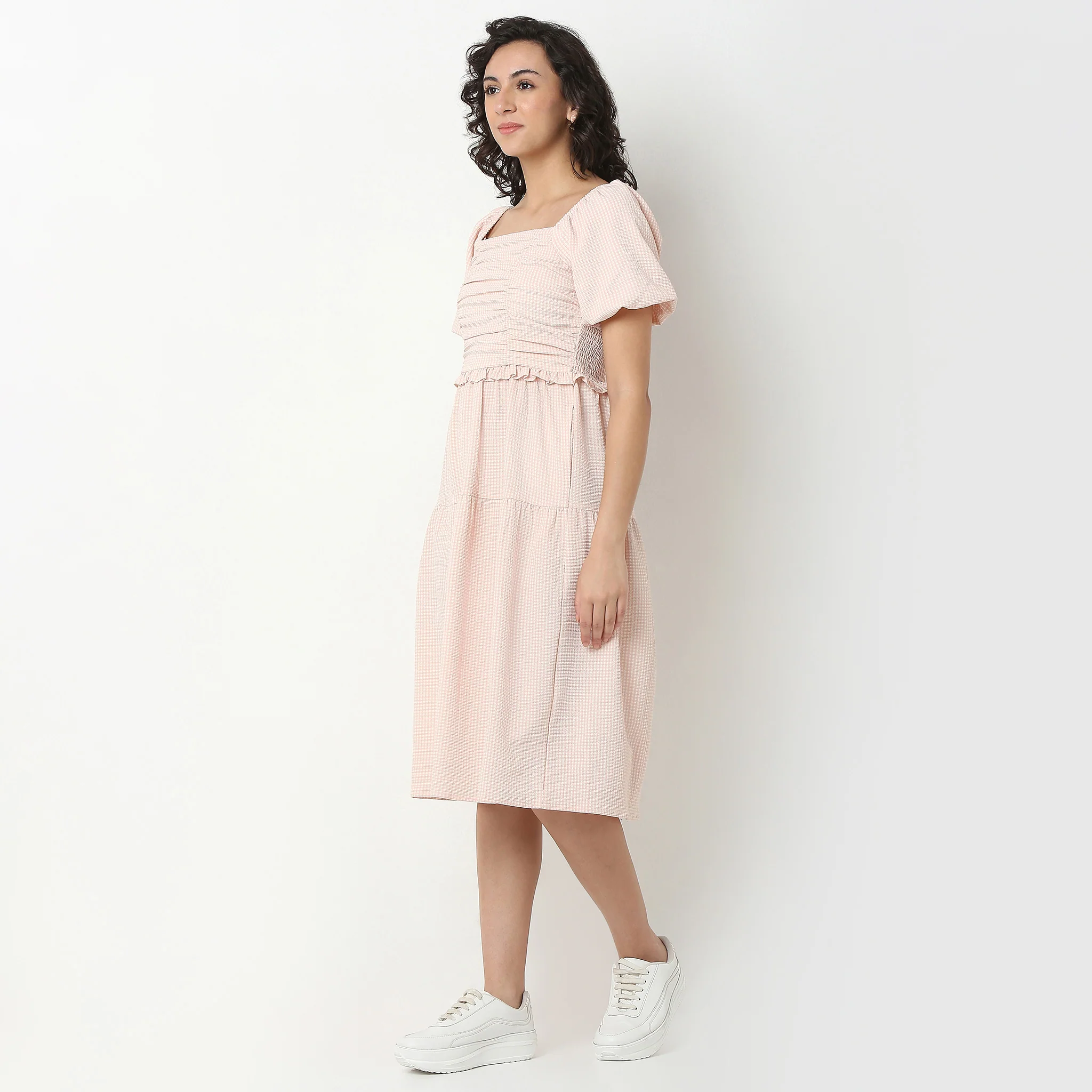 Checkered Knee Length Dress - Image 5
