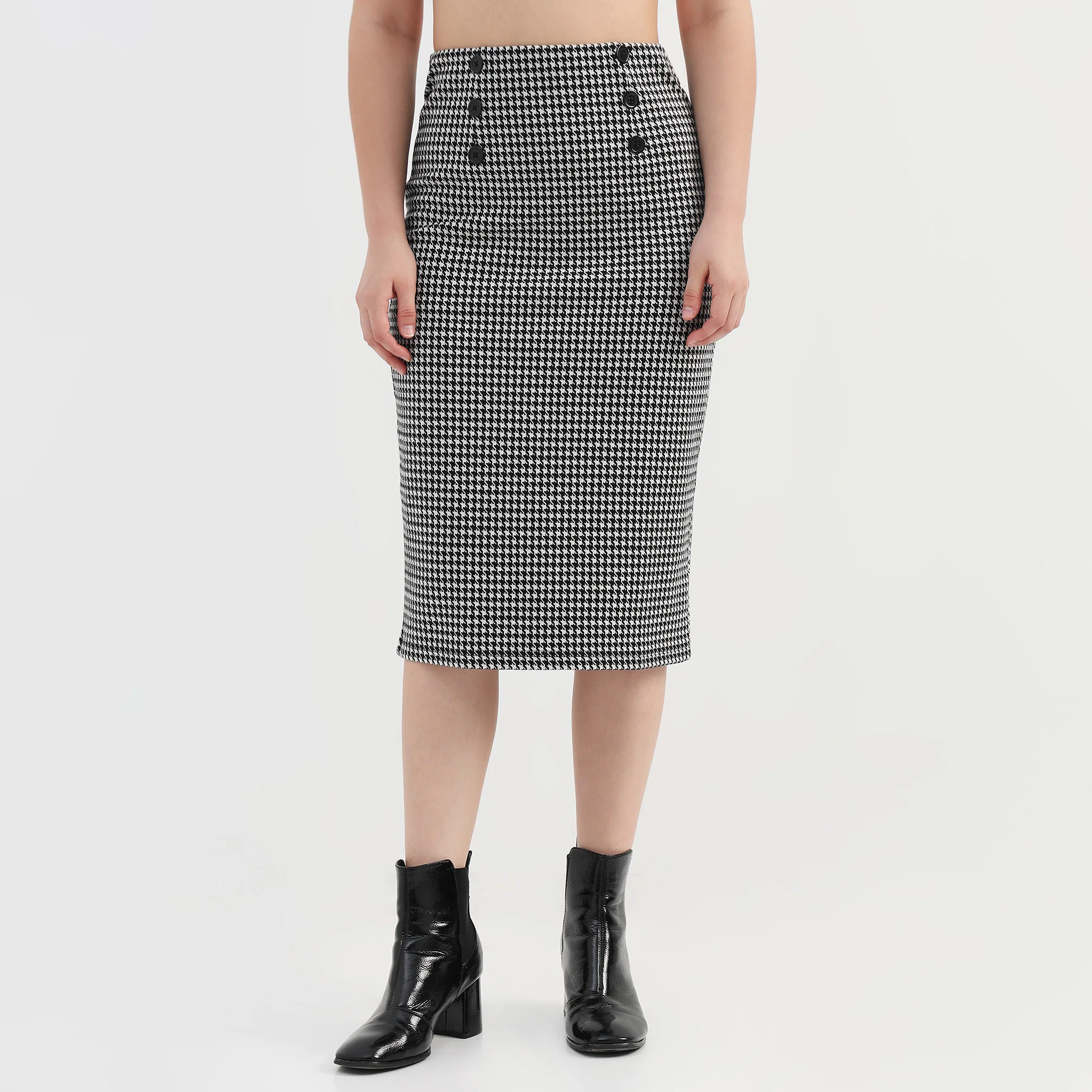 Checkered Slim Fit Skirt - Image 2