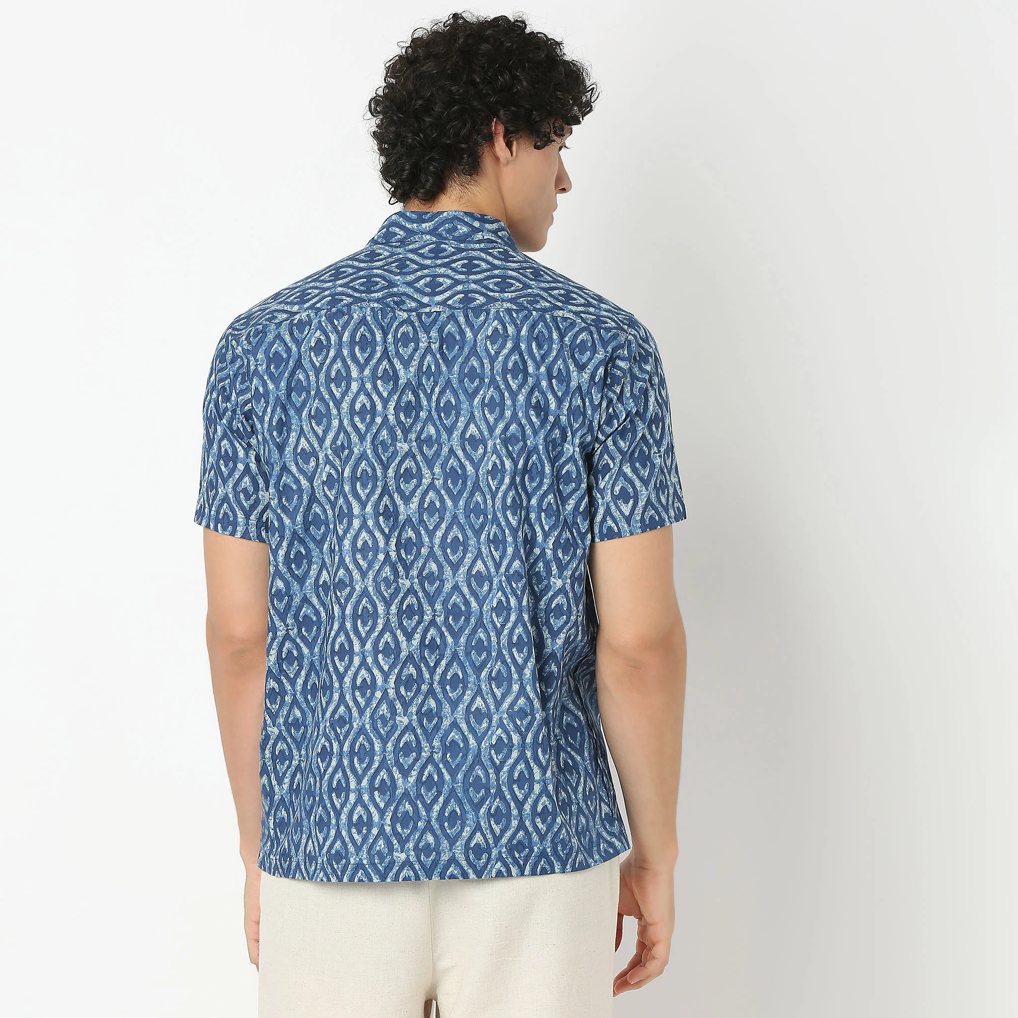 Shirt Collar Half Sleeve Block Print Shirt - Image 3