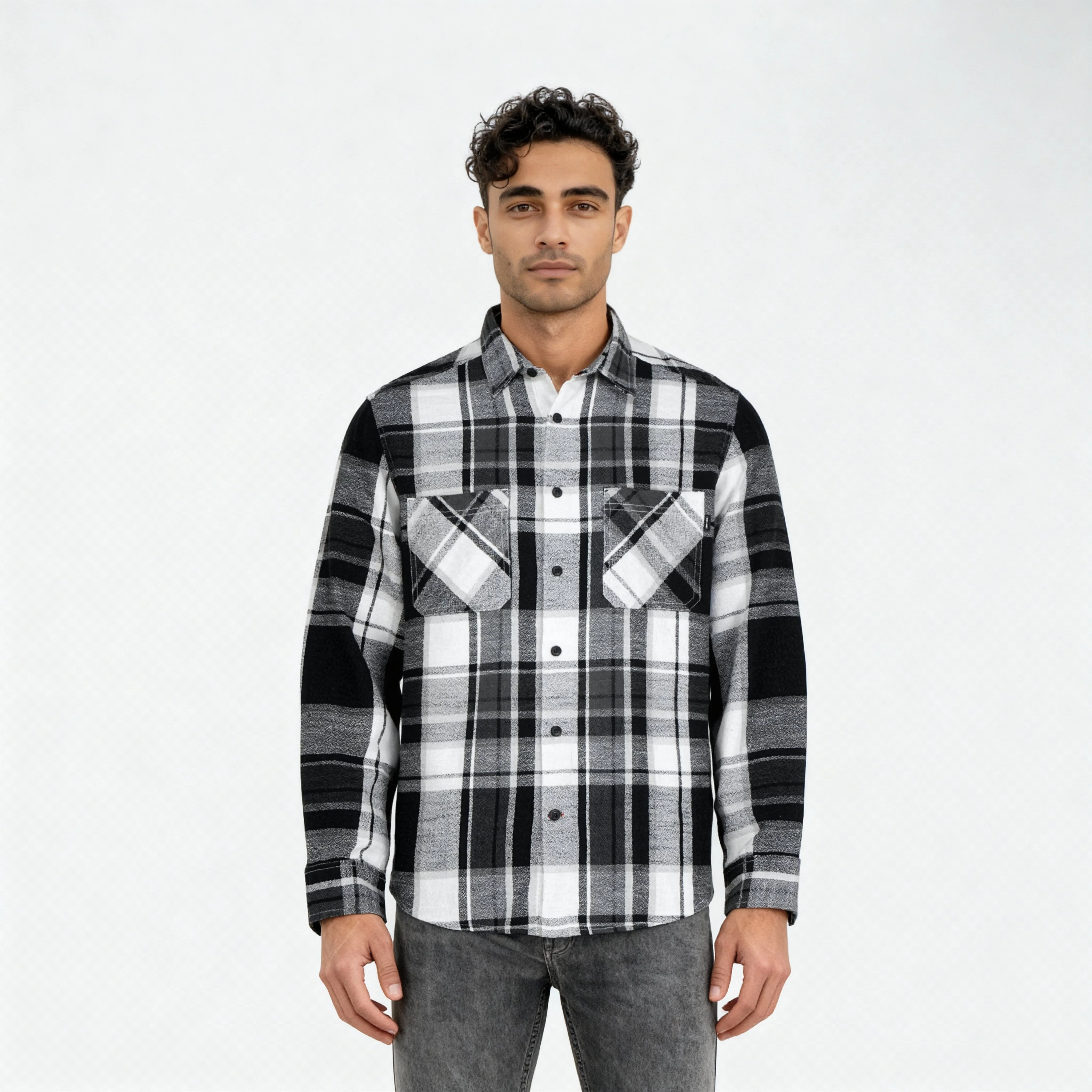 Cotton Double Pocket Checkered Lumber Jack Shirt - Image 2