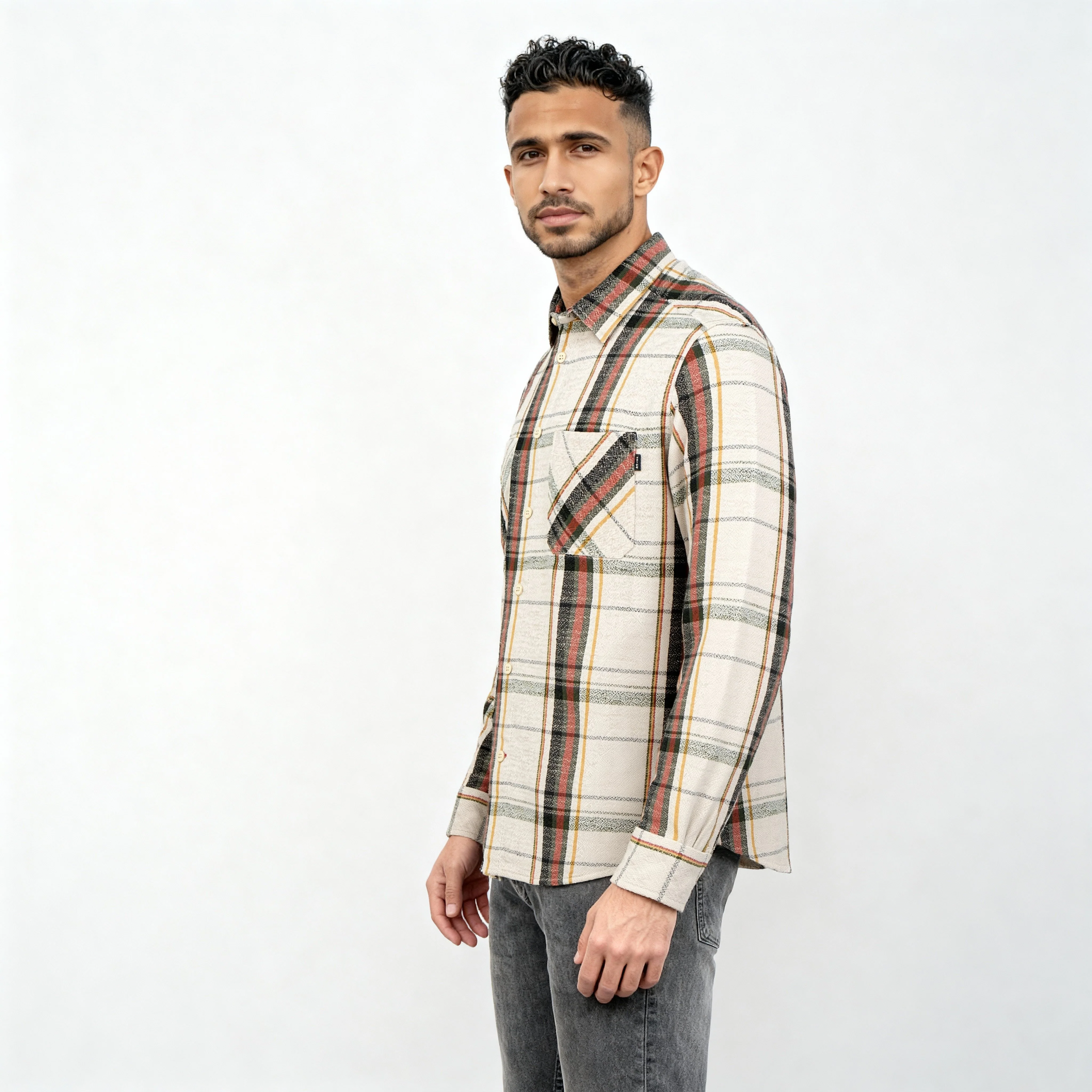 Cotton Double Pocket Checkered Lumber Jack Shirt - Image 5