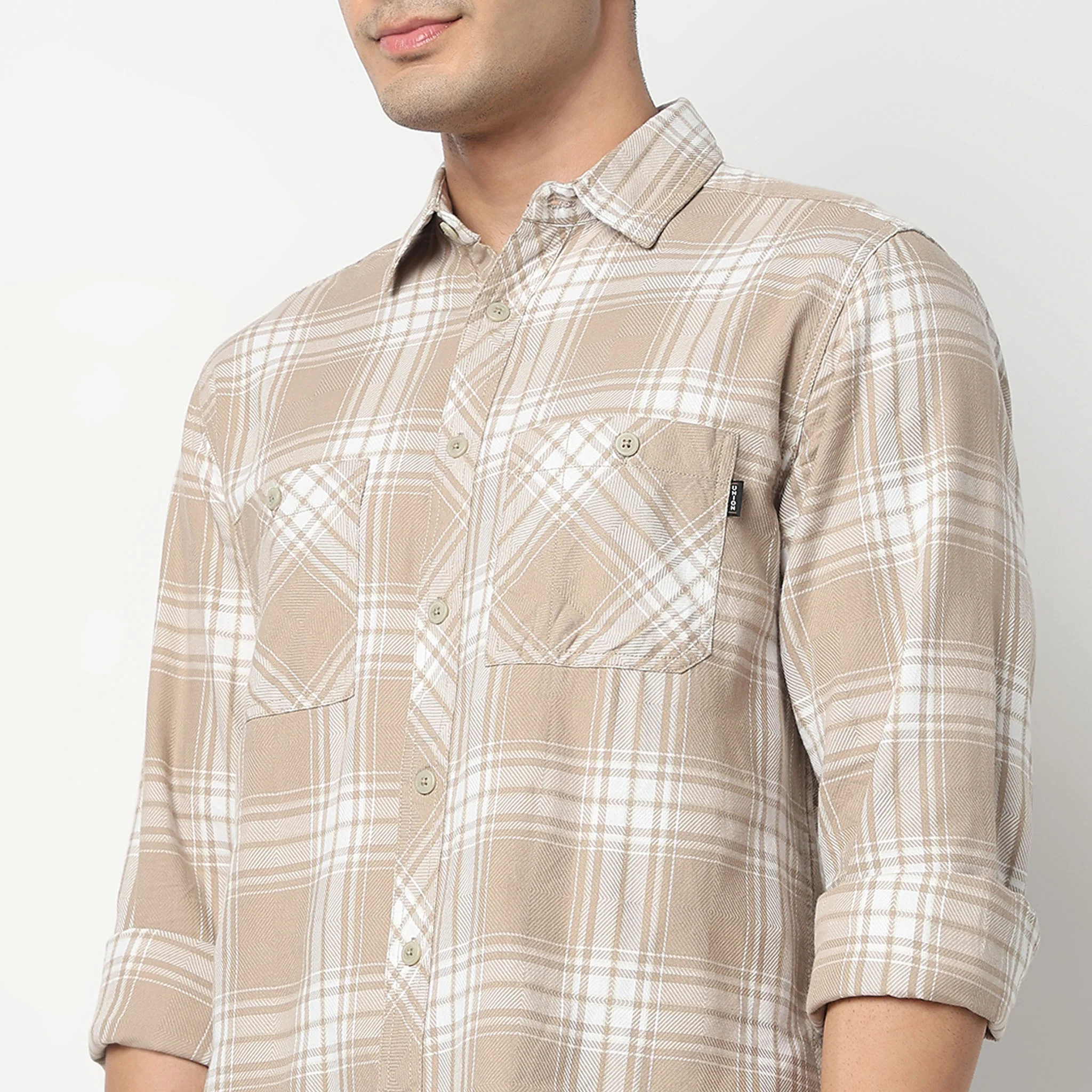 Cotton Double Pocket Checkered Lumber Jack Shirt - Image 4