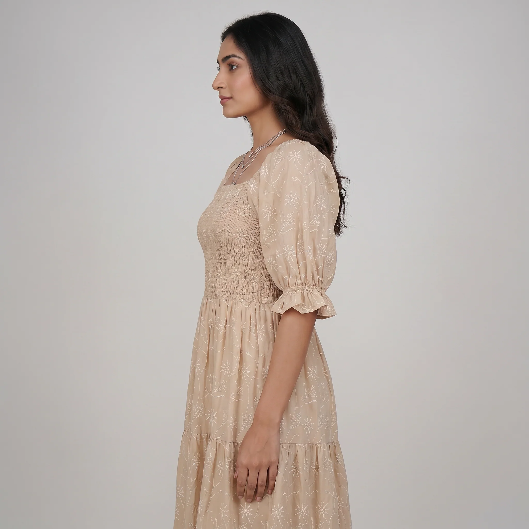 Cotton Embroidered Flared Dress - Image 2