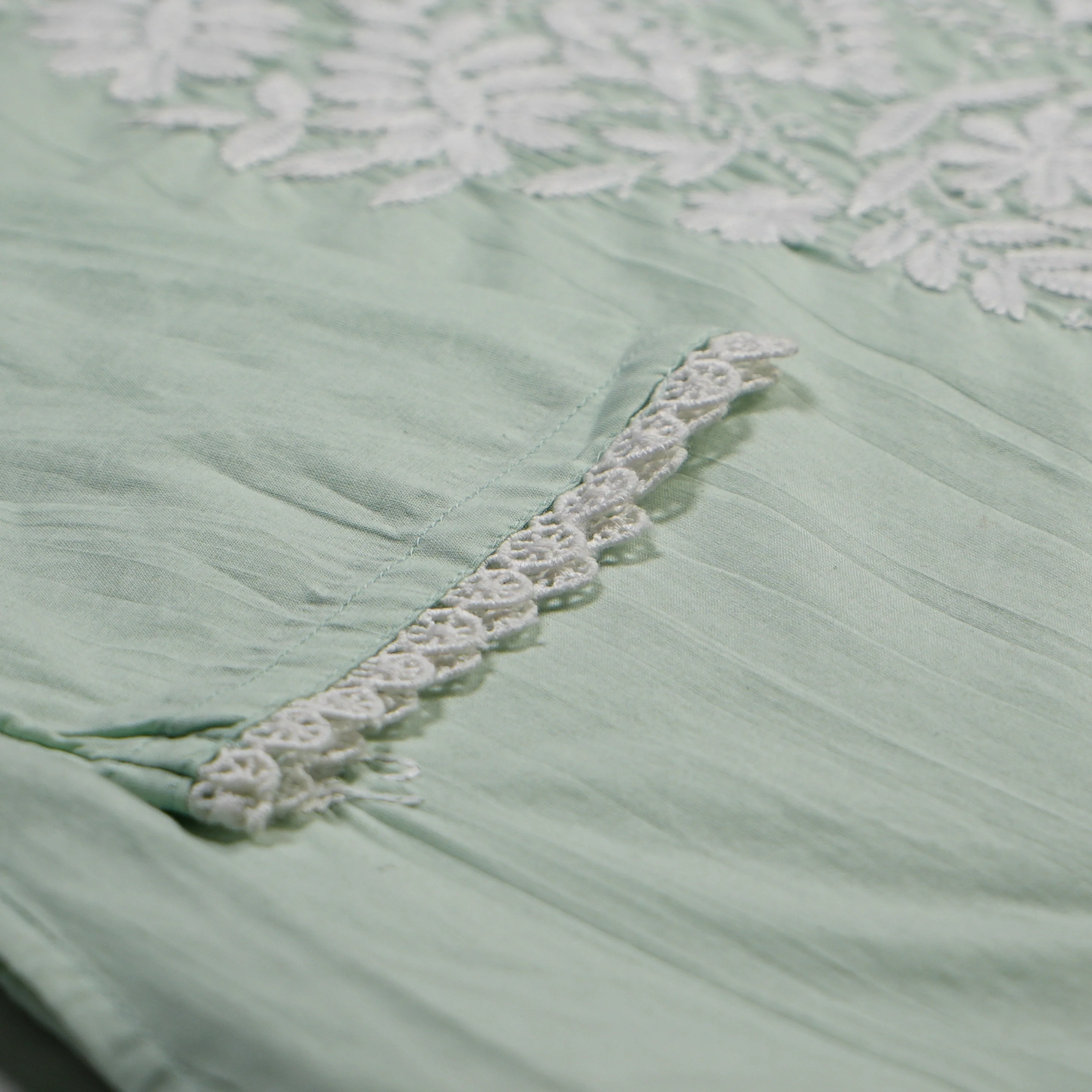 Cotton Embroidered Kurta with Pant and Dupatta Set - Image 4