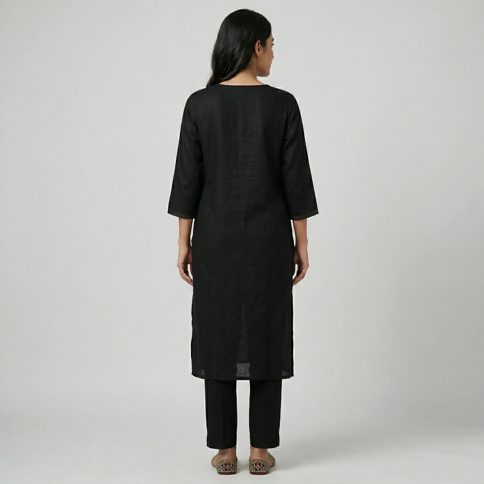 Cotton Embroidered Straight Kurta - Image 3