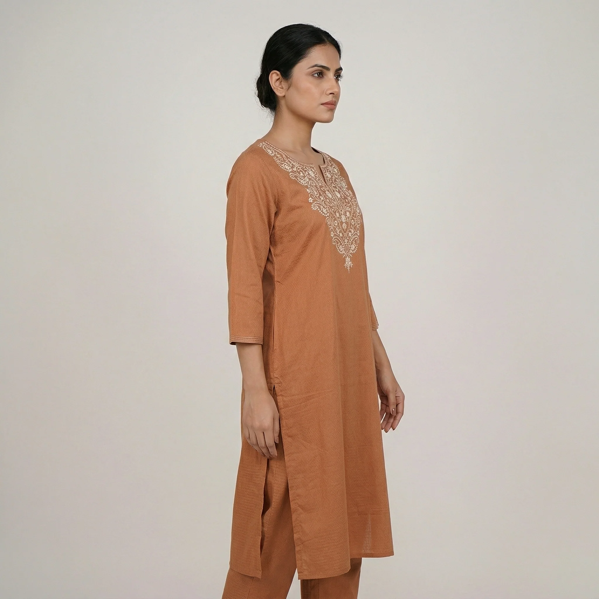 Cotton Embroidered Straight Kurta - Image 2