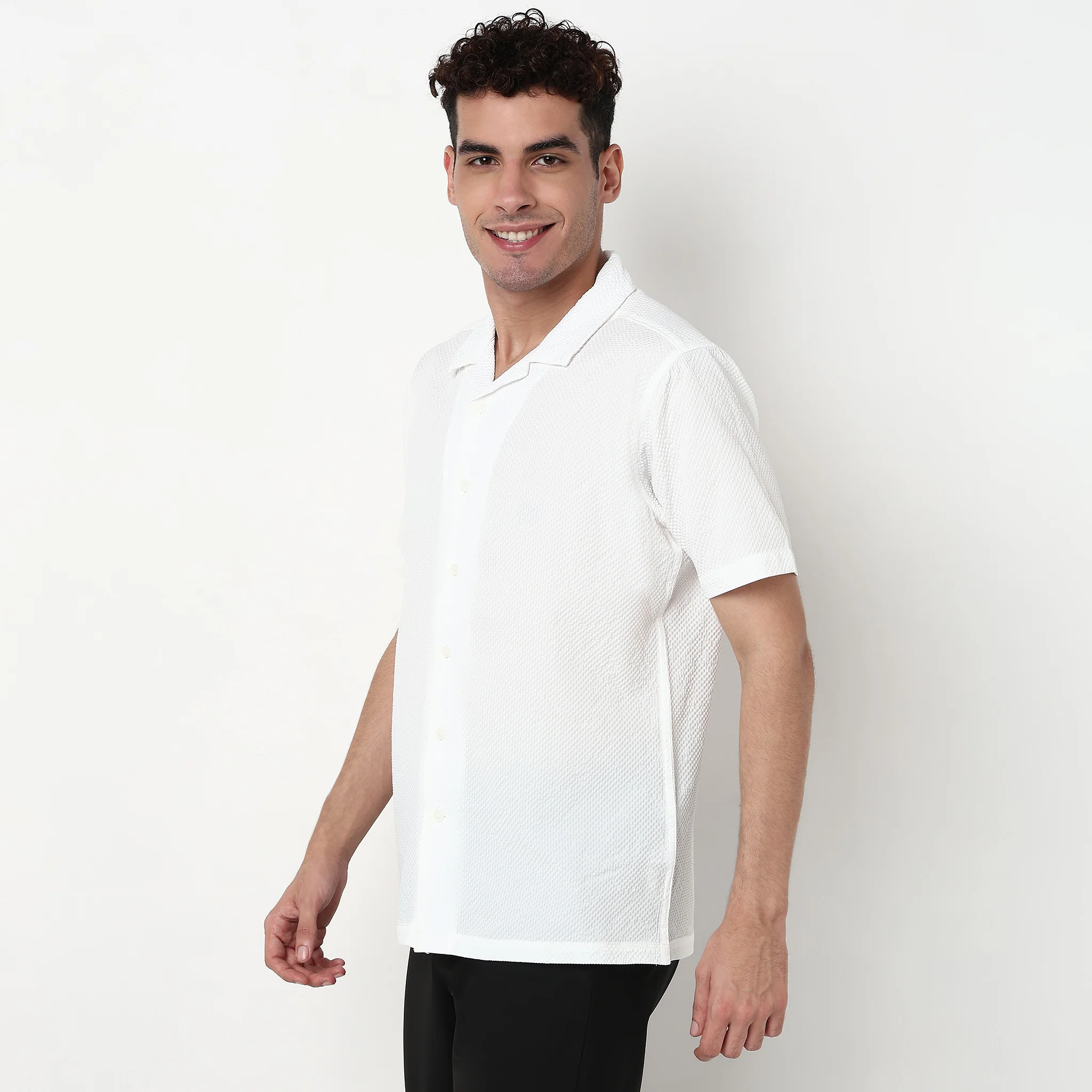 Cotton Structured Camp Collar Shirt - Image 10