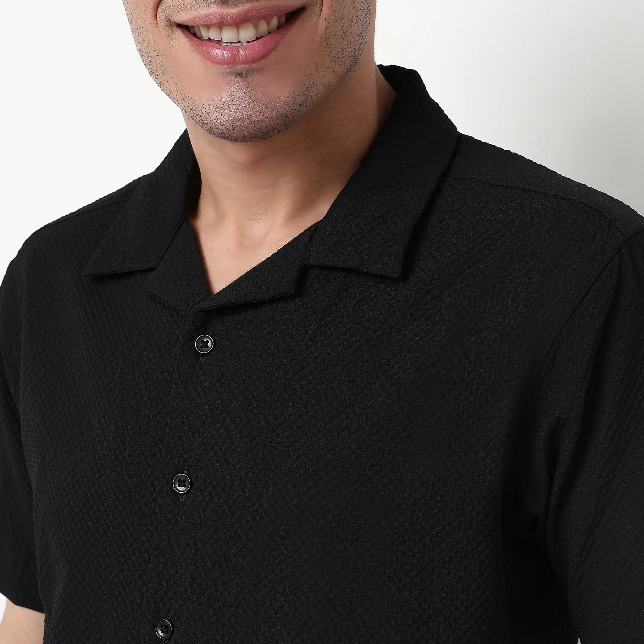 Cotton Structured Camp Collar Shirt - Image 4