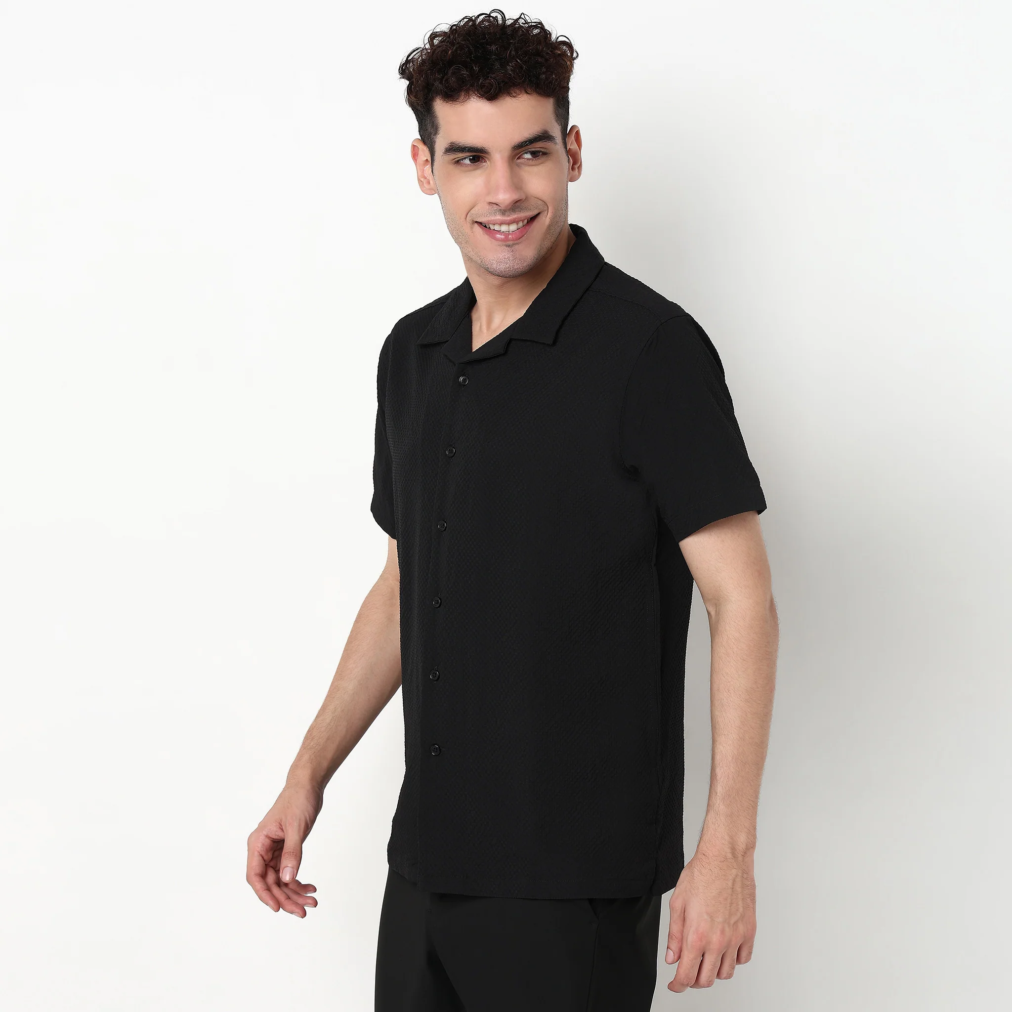 Cotton Structured Camp Collar Shirt - Image 5