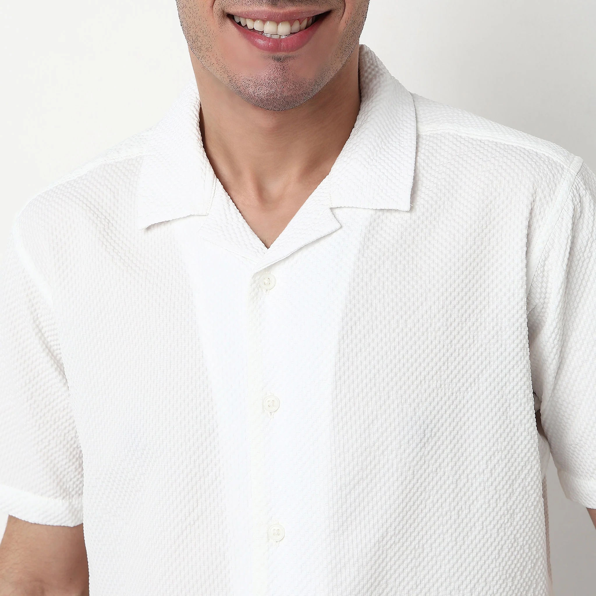 Cotton Structured Camp Collar Shirt - Image 9