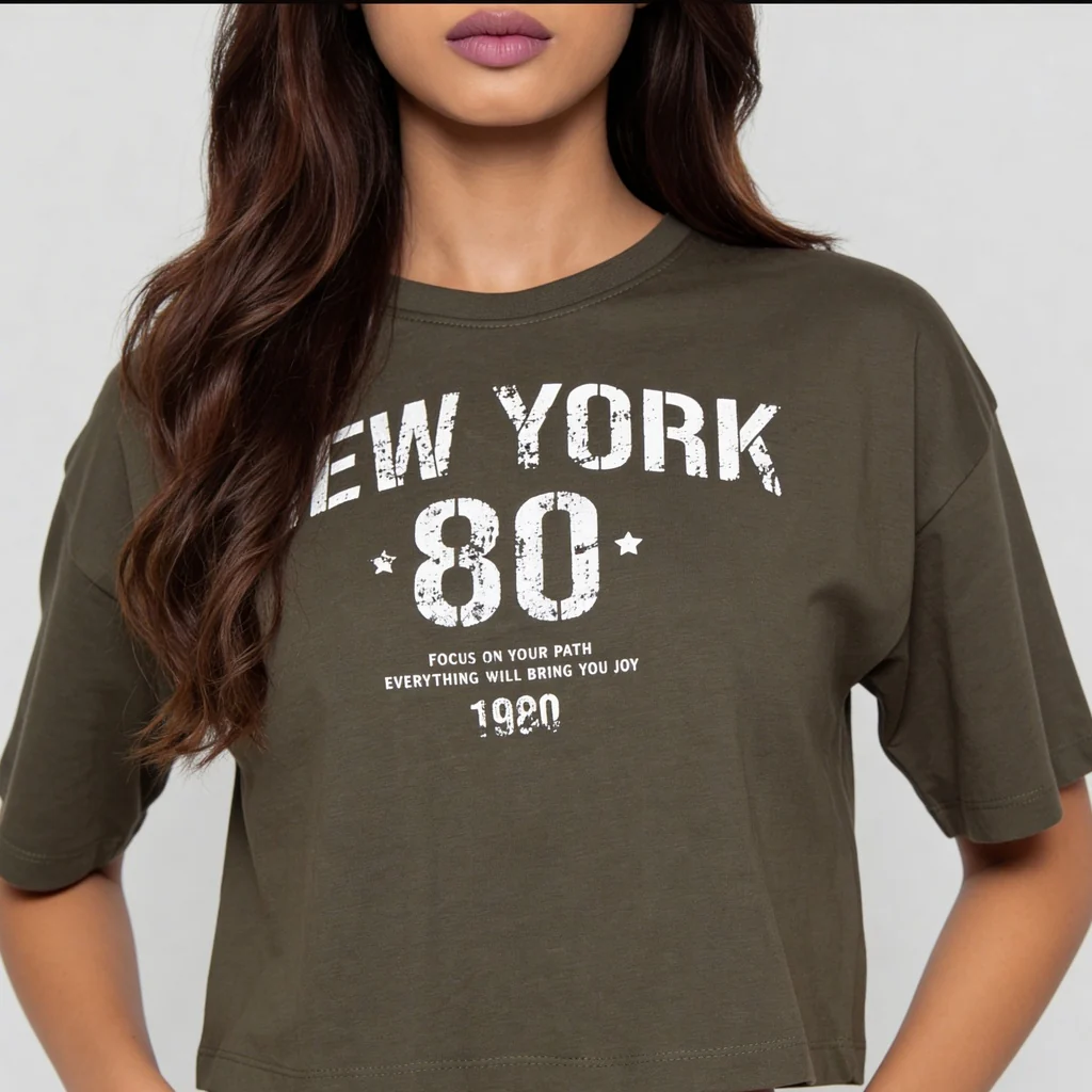Cotton Graphic Boxy Fit Crop T-Shirt - Image 4