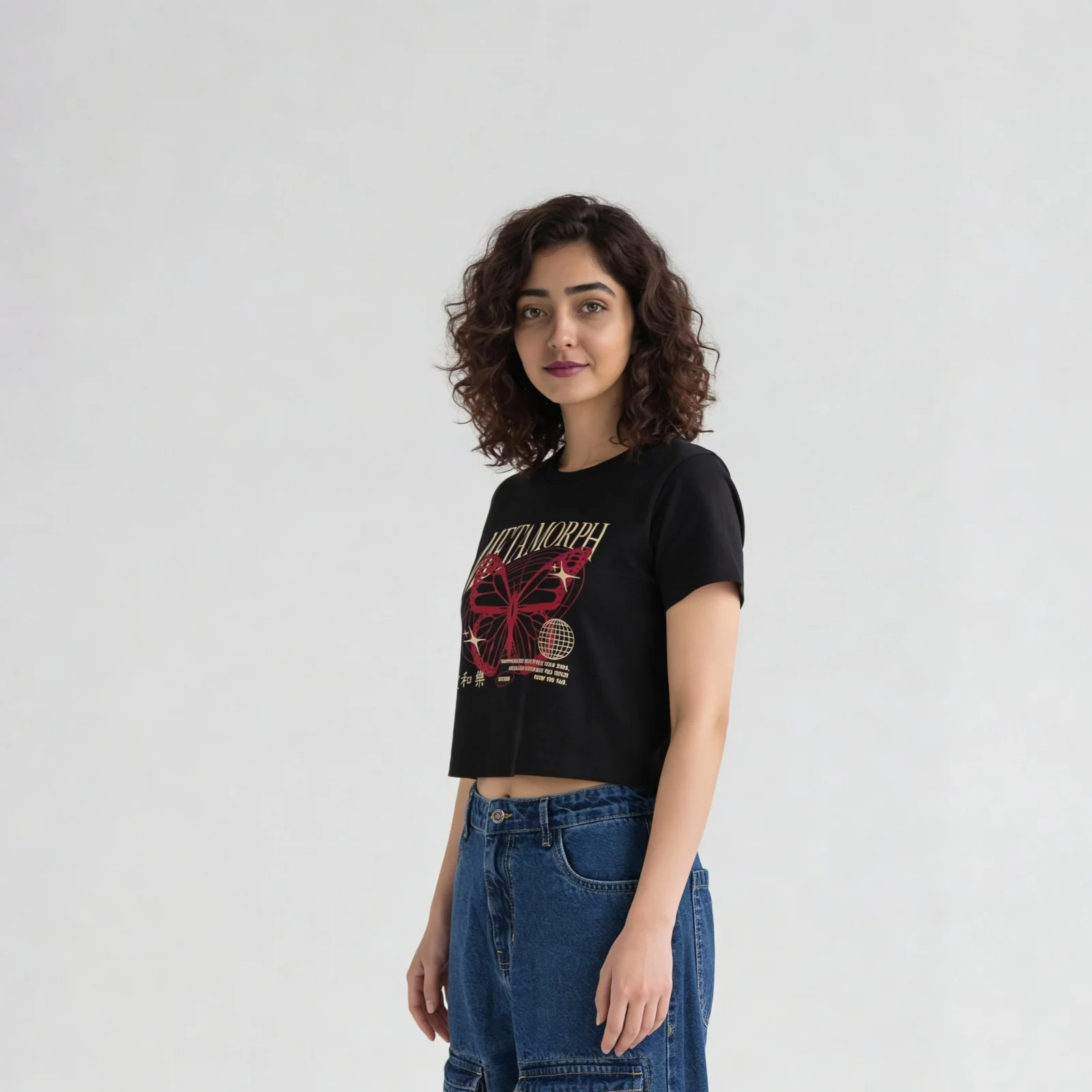 Graphic Crew Neck Cropped T-Shirt - Image 5