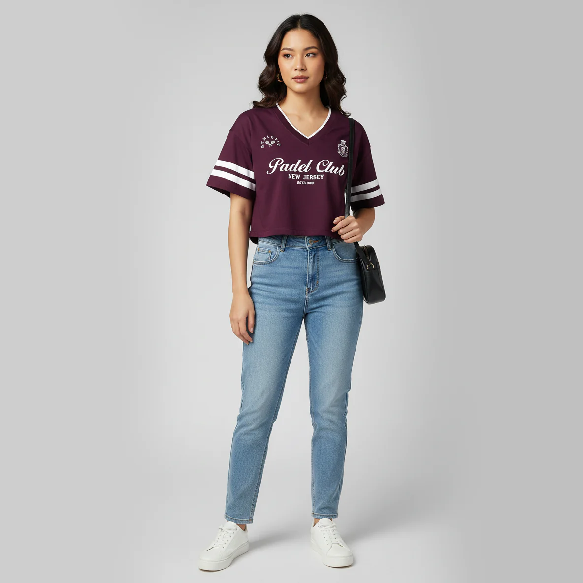 Cotton Graphic V-Neck Oversize T-Shirt