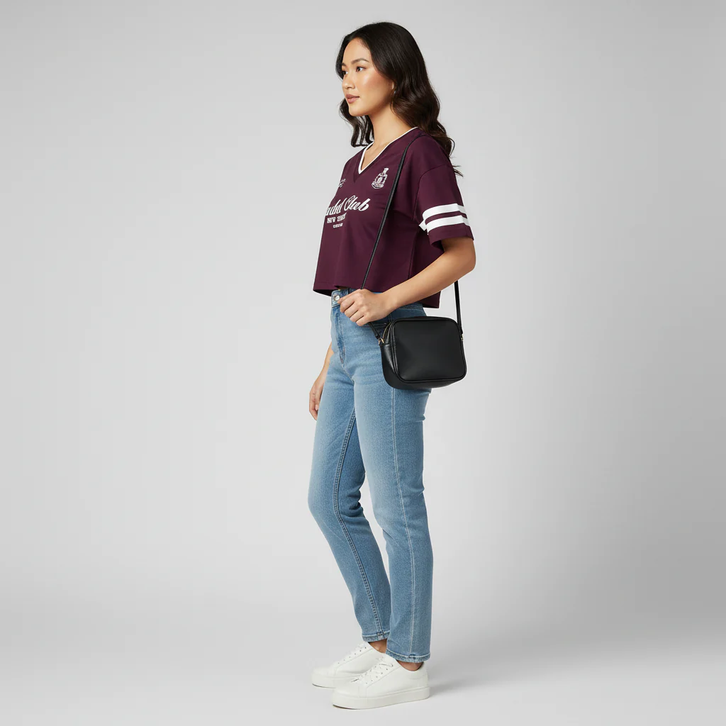 Cotton Graphic V-Neck Oversize T-Shirt - Image 2