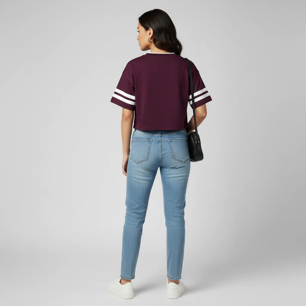 Cotton Graphic V-Neck Oversize T-Shirt - Image 3