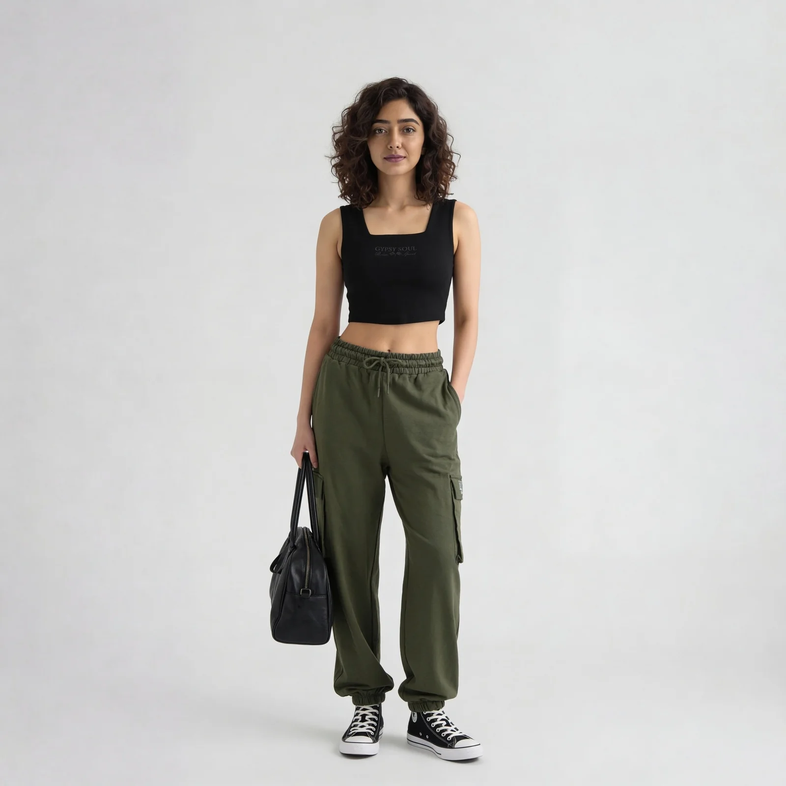 Cotton High Rise Graphic Joggers