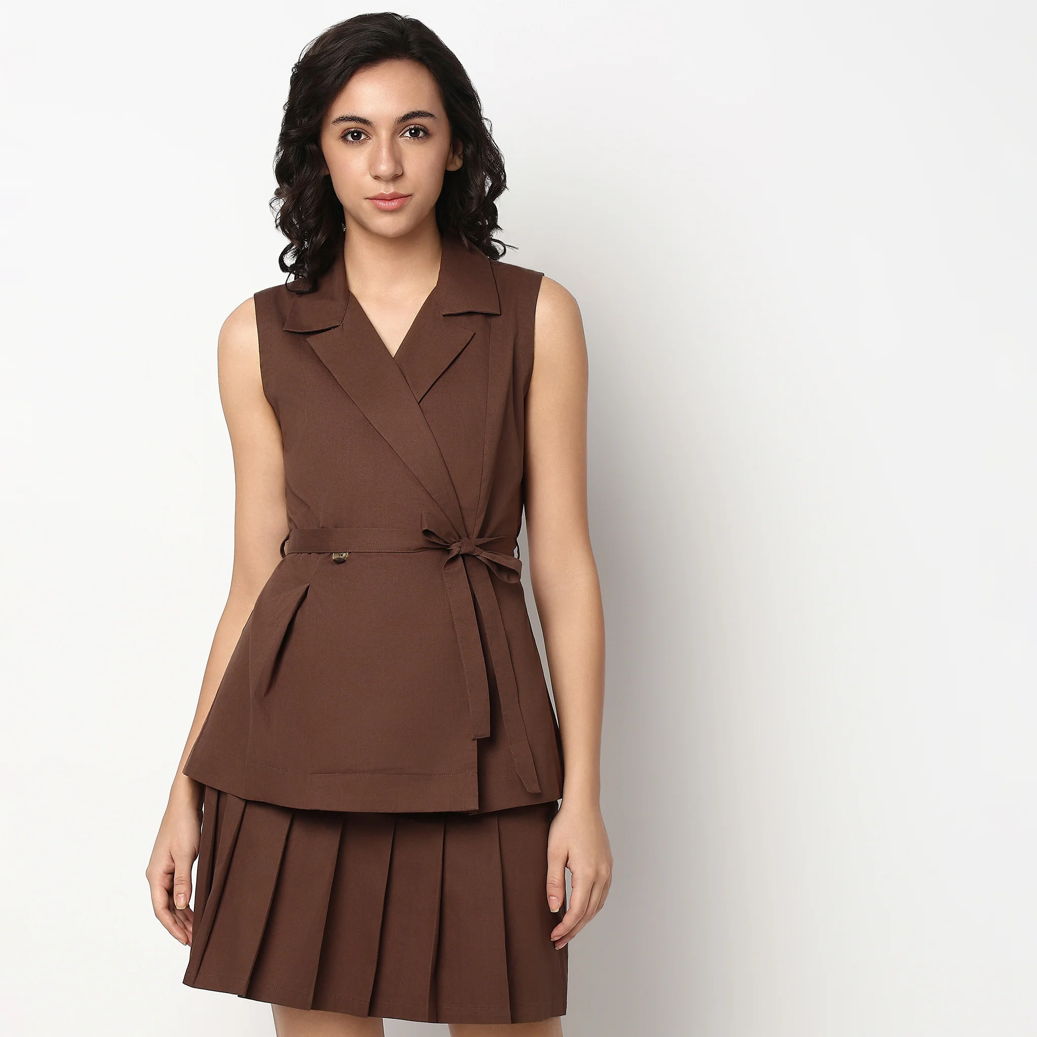 Double Breasted Longline Jacket Top - Image 2