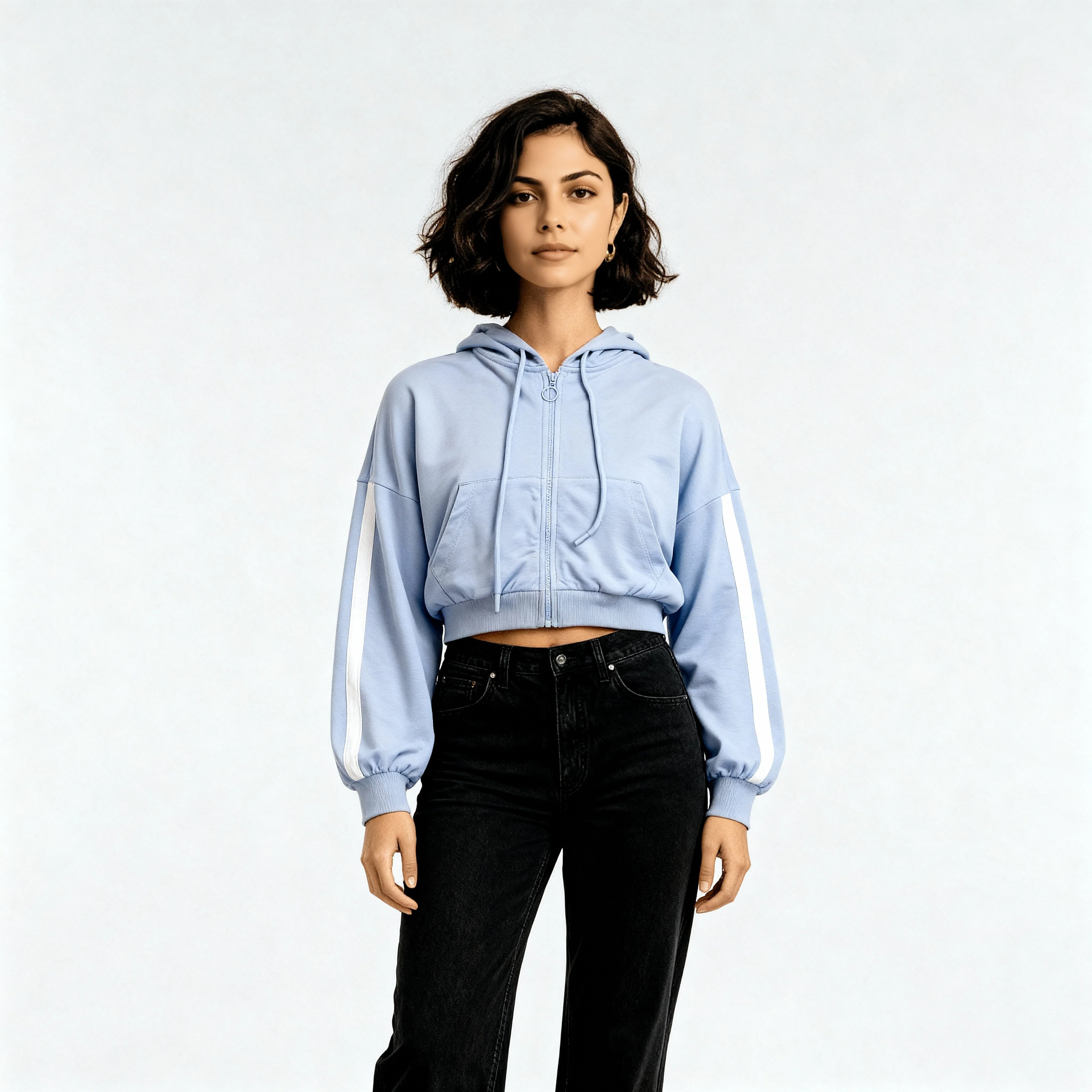 Cotton Oversize Sweatshirt With Front Zipper - Image 2
