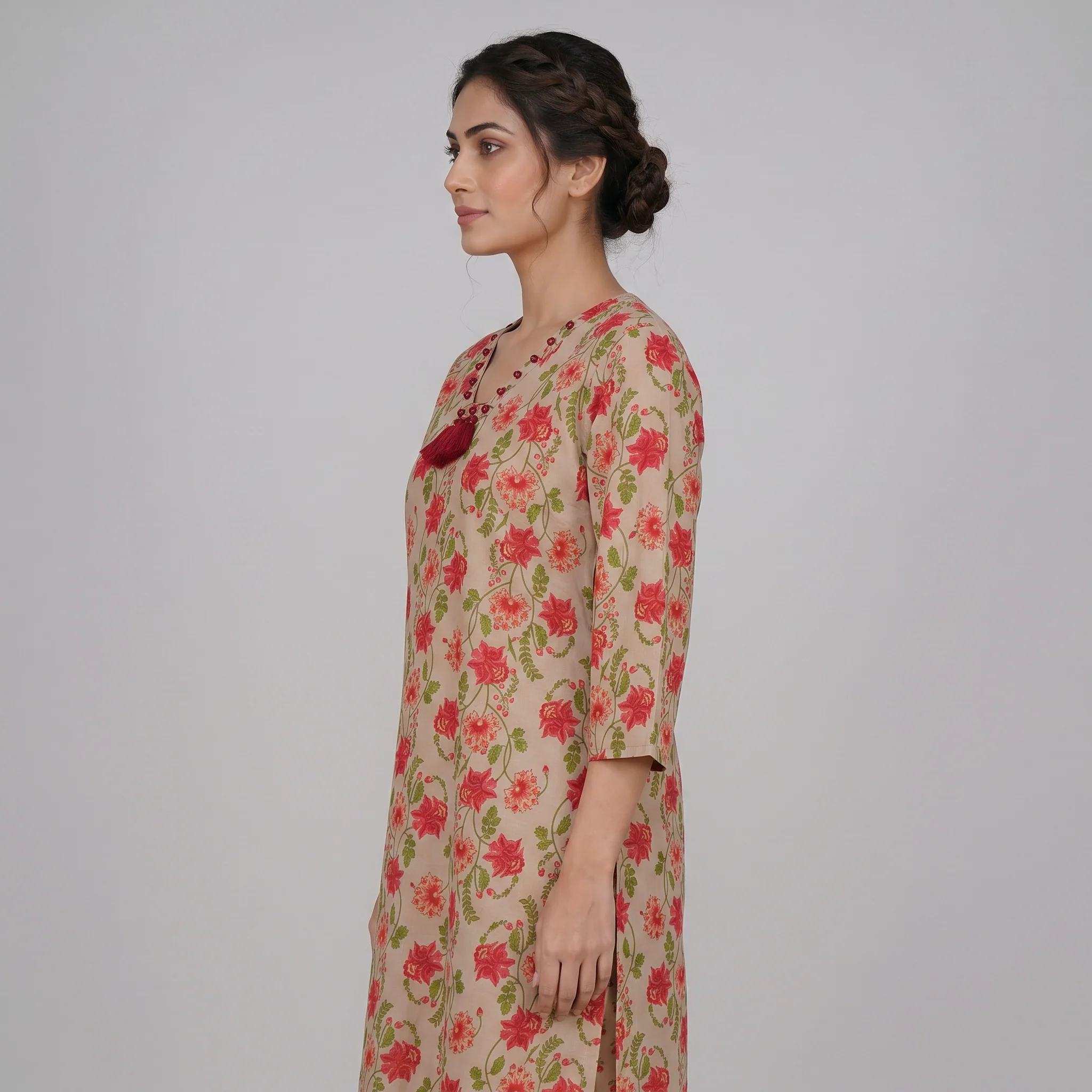 Cotton Printed A-Line Kurta with Pant Set - Image 2
