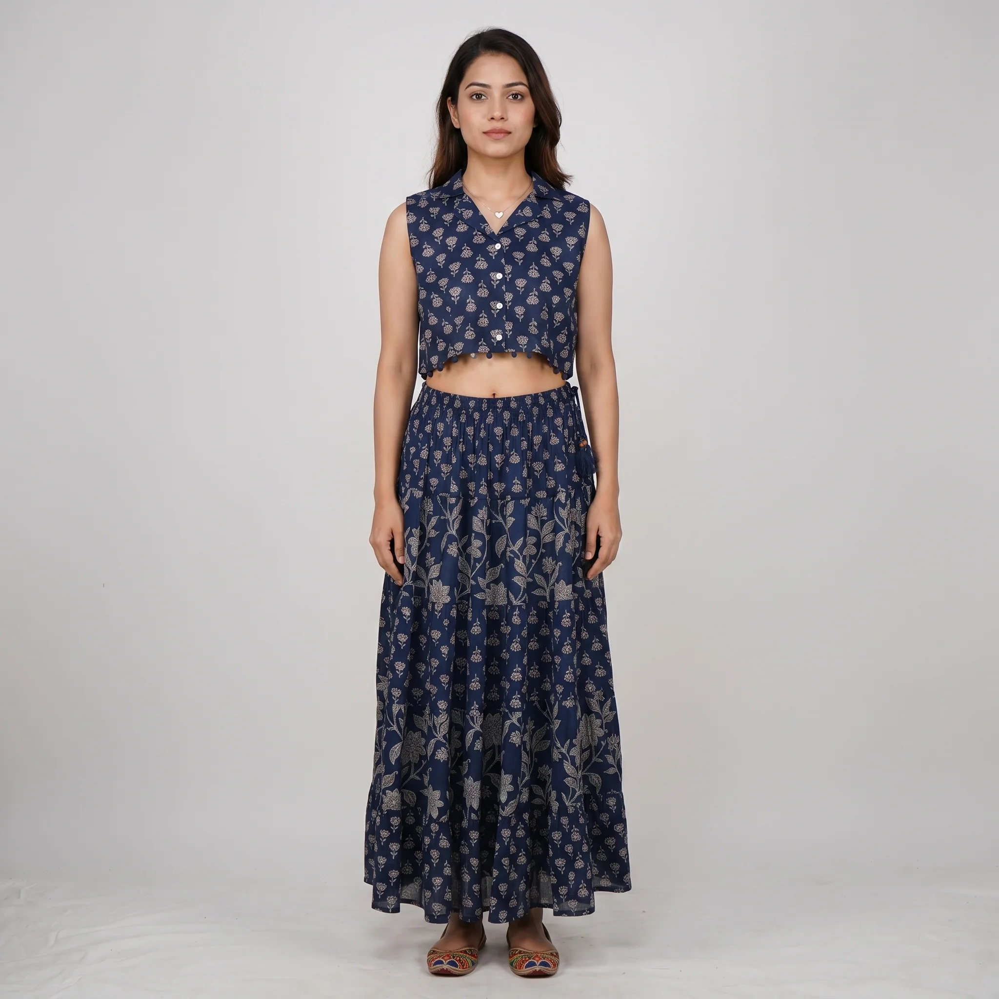 Cotton Printed Flared Skirt