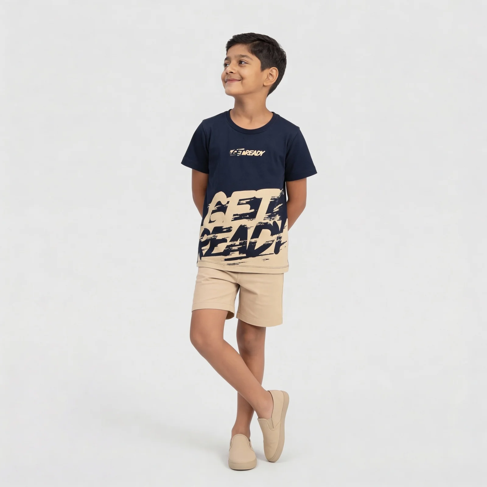 Boys Cotton Printed Crew Neck T-Shirt