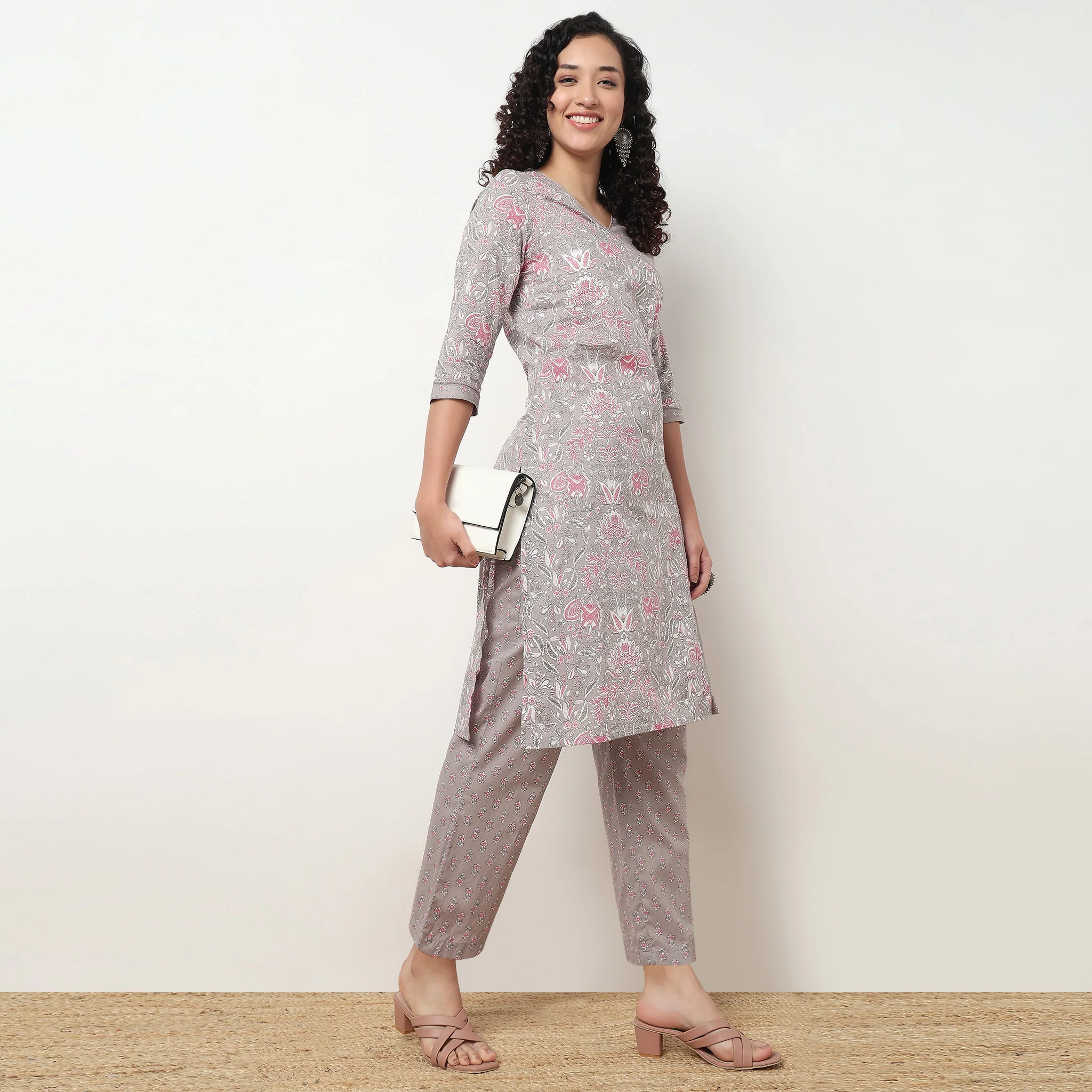 Cotton Printed High Rise Pants
