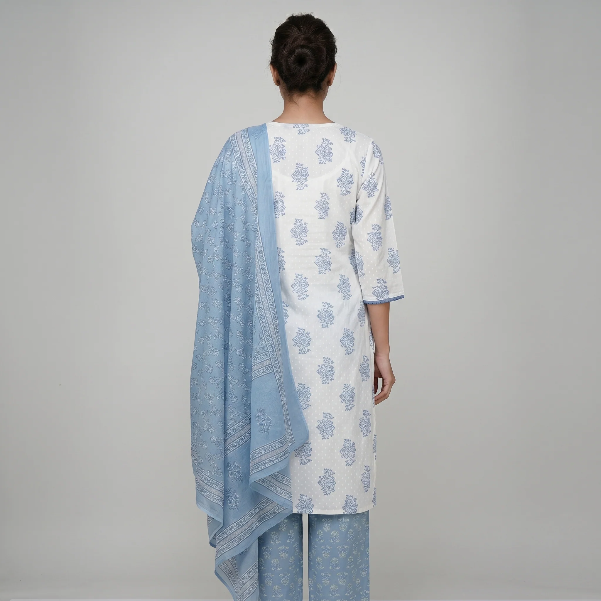 Cotton Printed Kurta and Pant with Dupatta Set - Image 3
